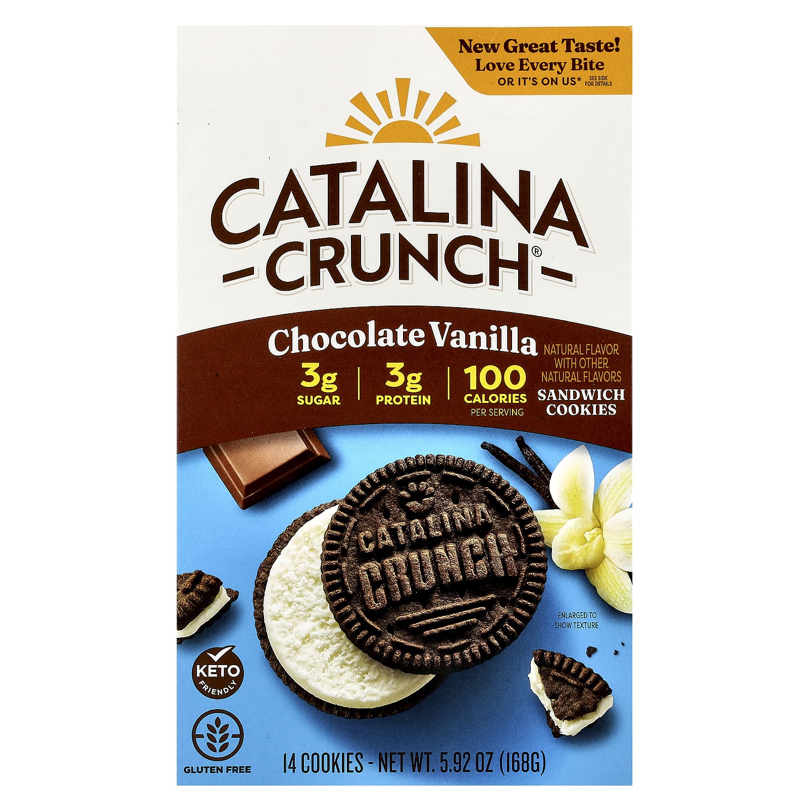 Catalina Crunch, Сэндвич-печенье, шоколад и ваниль, 14 штук, 168 г (5,92 унции)