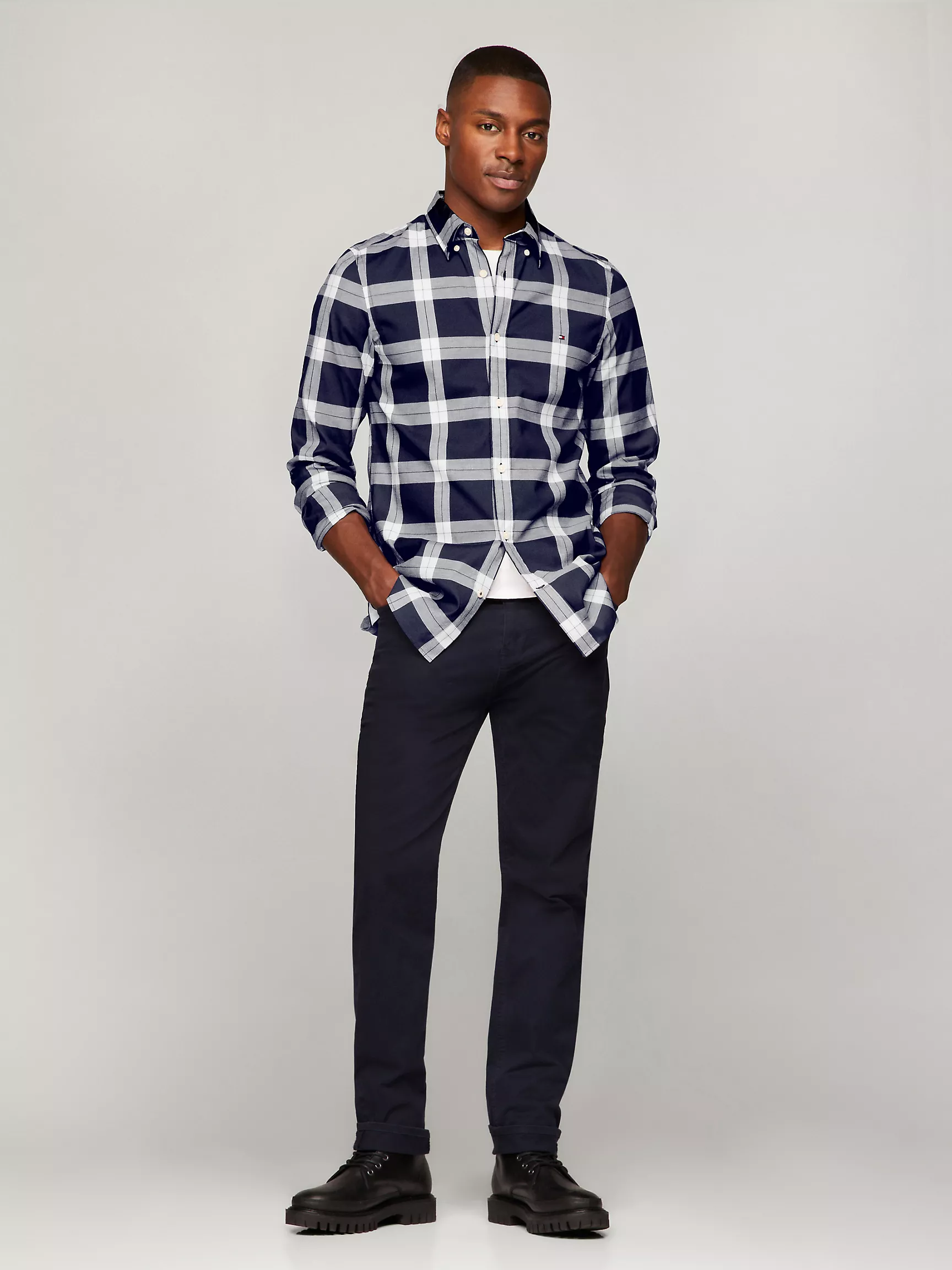 Мужская рубашка Tommy Hilfiger, Приталенная клетчатая рубашка из поплина