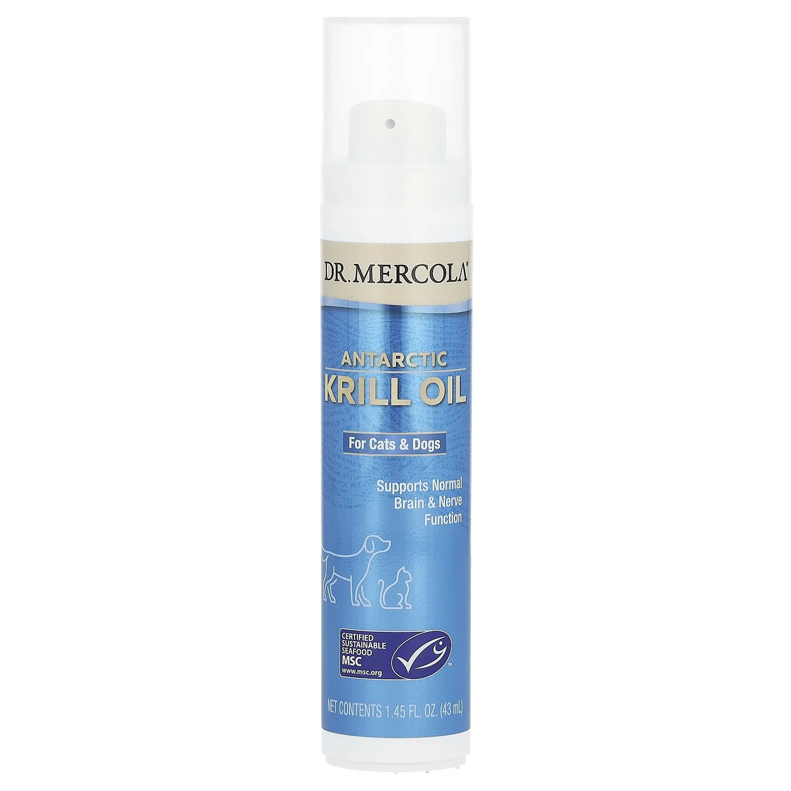 Dr. Mercola, масло антарктического криля, для кошек и собак, 43 мл (1,45 жидк. унции)