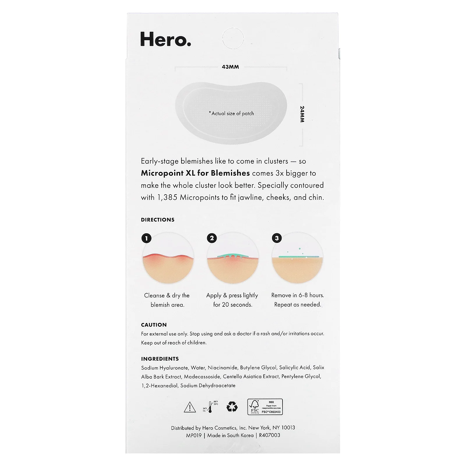 Hero Cosmetics, Mighty Patch, Micropoint XL для устранения высыпаний, 6 патчей