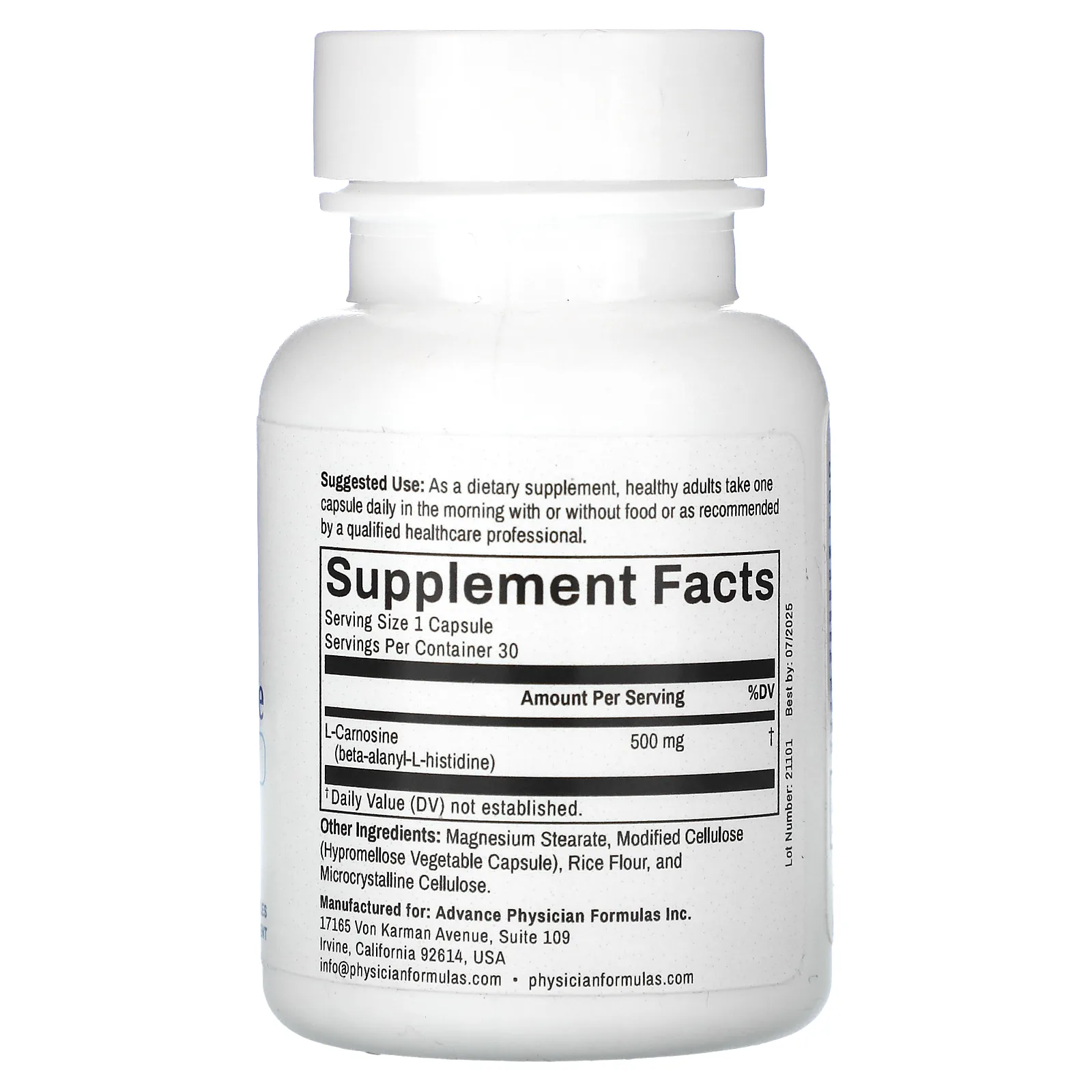 Advance Physician Formulas, L-карнозин, 500 мг, 30 капсул