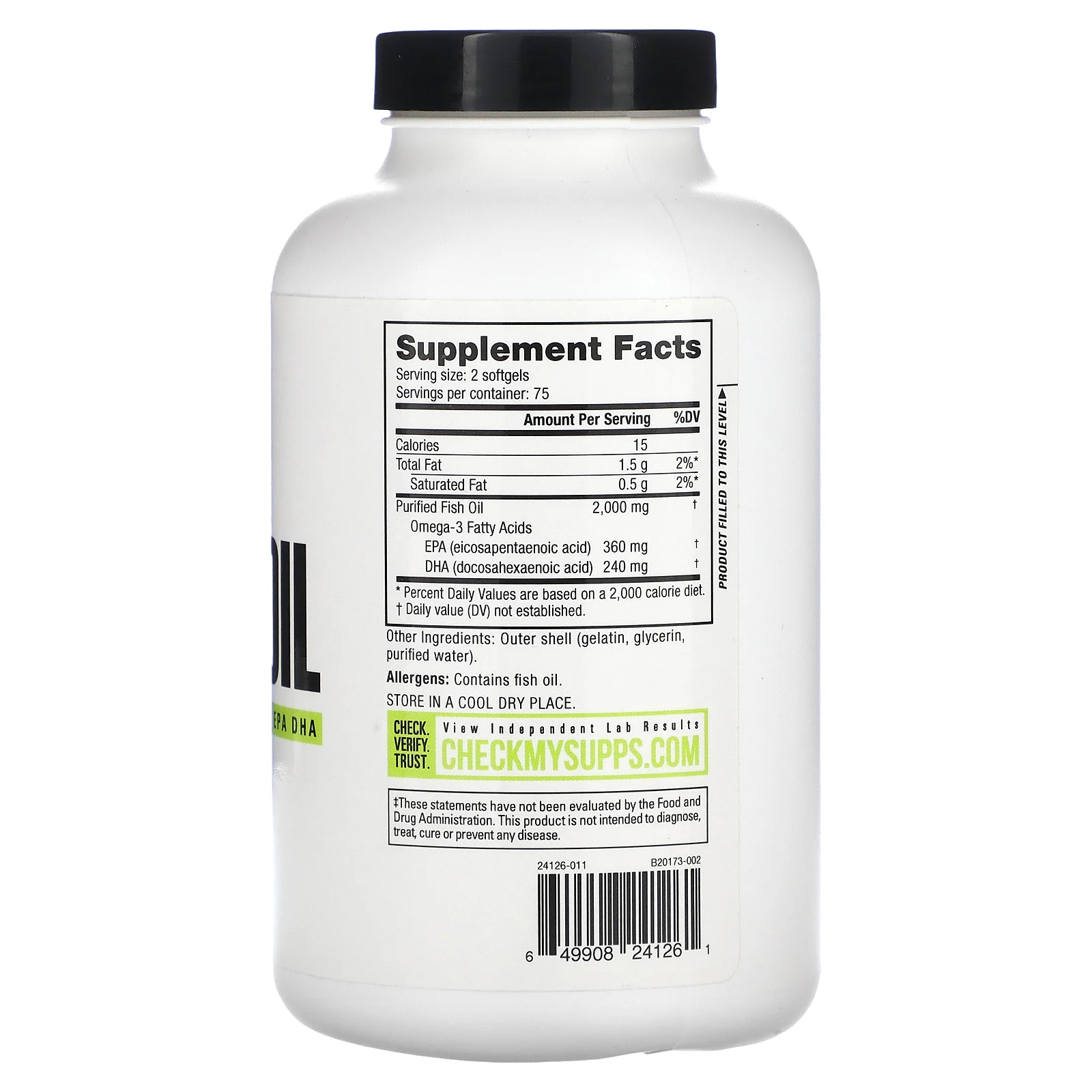 NutraBio, Рыбий жир с омега-3, 150 капсул