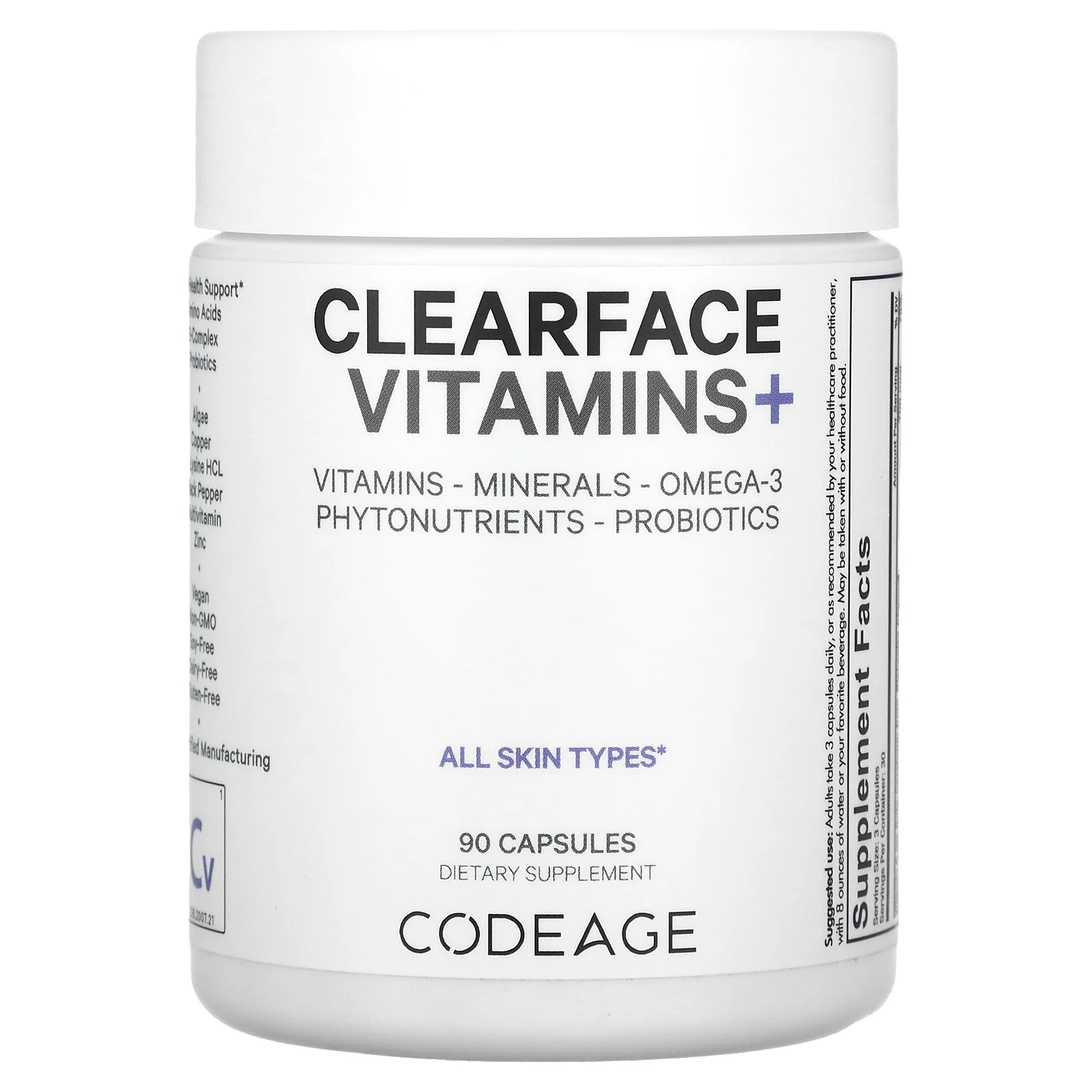 Codeage, Clearface Vitamins+, 90 капсул