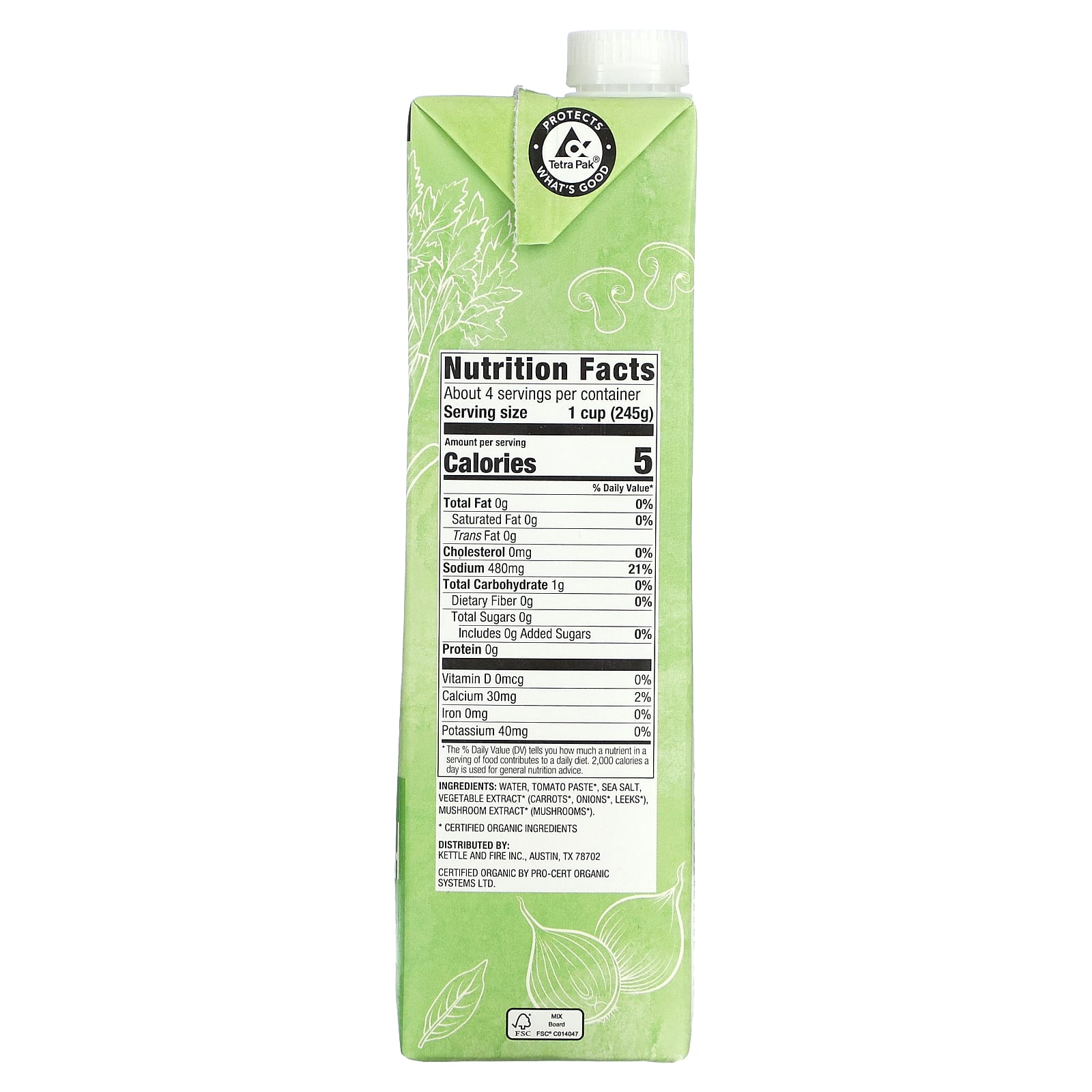 Kettle & Fire, Овощной бульон, 907 г (32 унции)