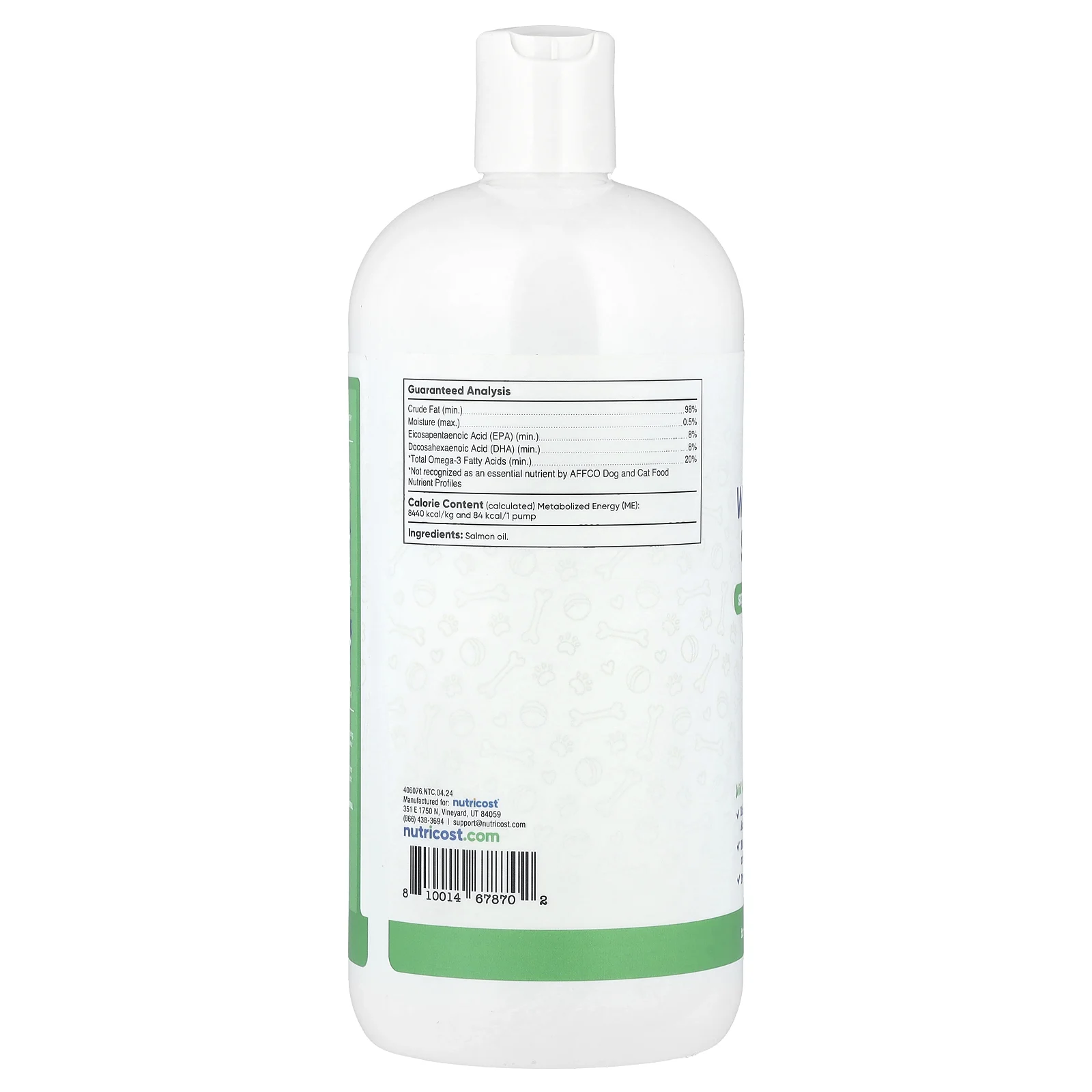 Nutricost, Pets, жир дикого аляскинского лосося, для собак и кошек, для всех возрастов, 946 мл (32 жидк. Унции)