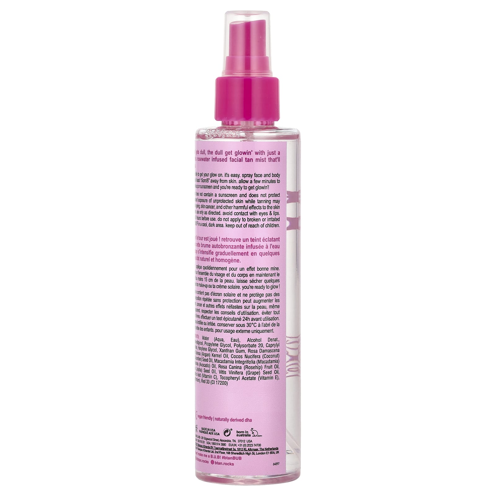 b.tan, Gimme The Glow Down, Dark, Facial Tan Mist, Rosewater, 6.7 fl oz (190 ml)