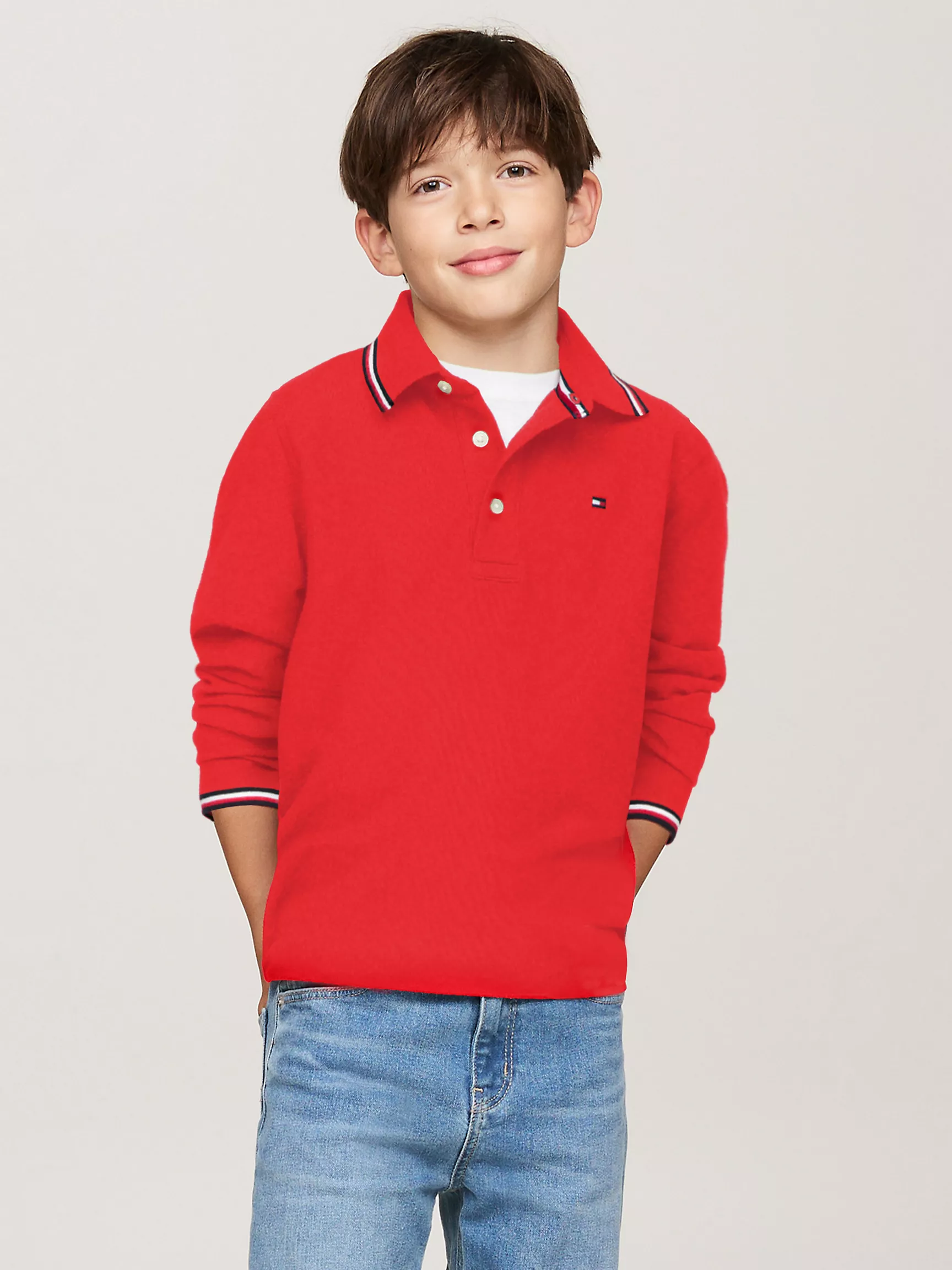 Рубашка-поло для мальчиков Tommy Hilfiger, Детское поло с длинным рукавом и влагоотводящей технологией Tommy