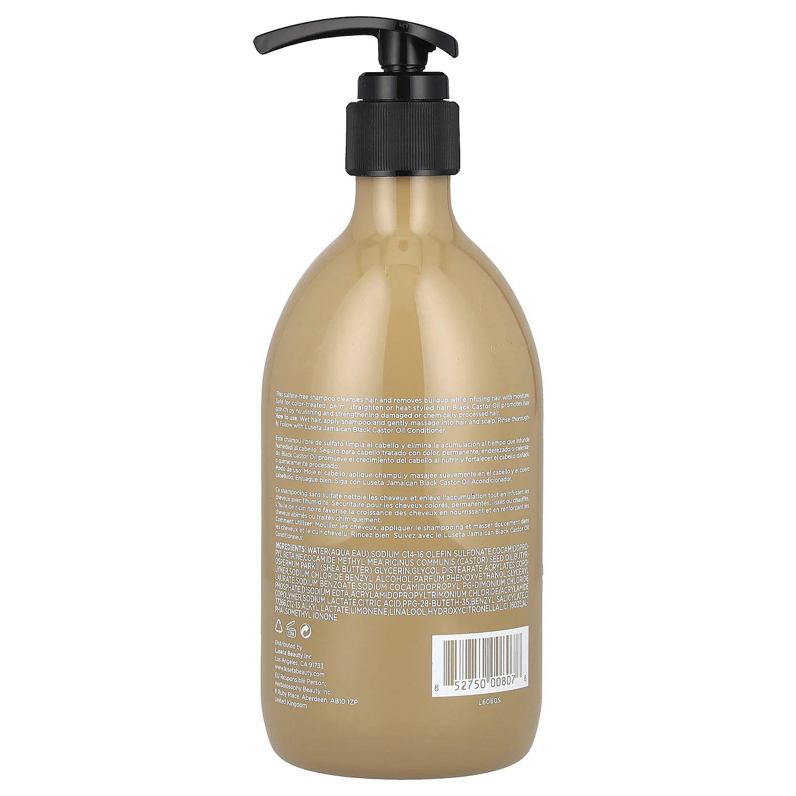 Luseta Beauty, Ямайский шампунь с черным касторовым маслом, для тонких и сухих волос, 500 мл (16,9 жидк. Унции)