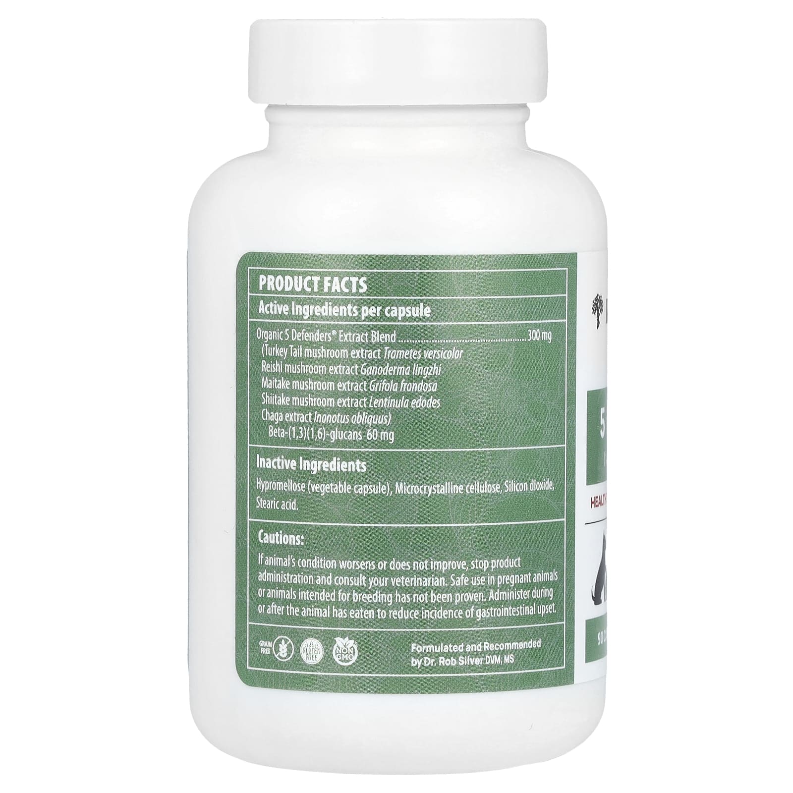 Real Mushrooms, 5 Defenders, поддержка для вашего питомца, 90 капсул