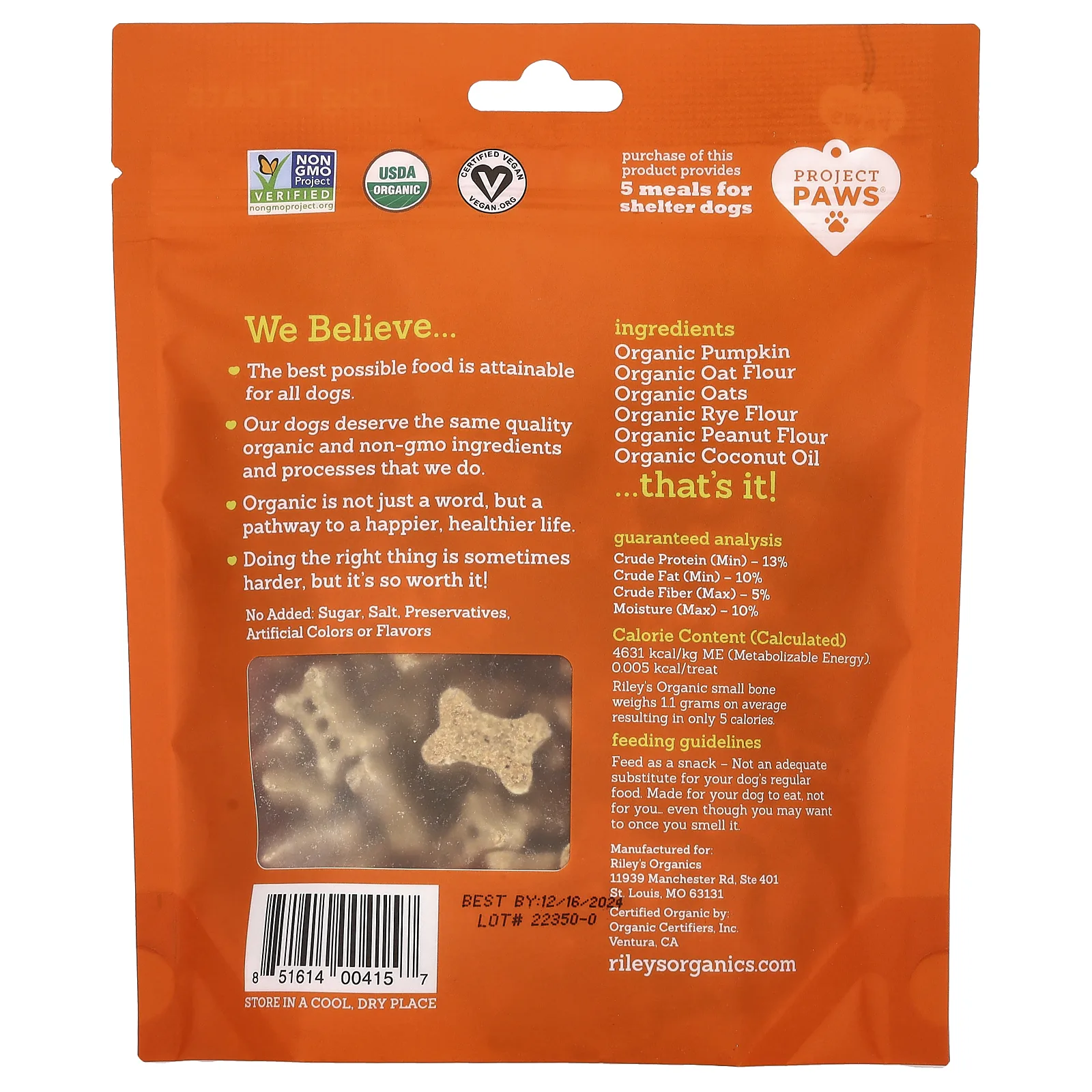 Riley’s Organics, Лакомства для собак, маленькая косточка, рецепт с тыквой и кокосом, 142 г (5 унций)