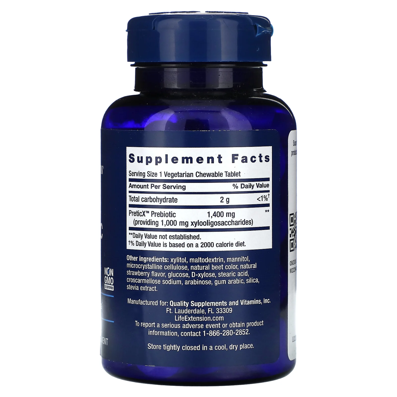 Life Extension, FLORASSIST Prebiotic Chewable, с натуральным клубничным вкусом, 60 жевательных таблеток