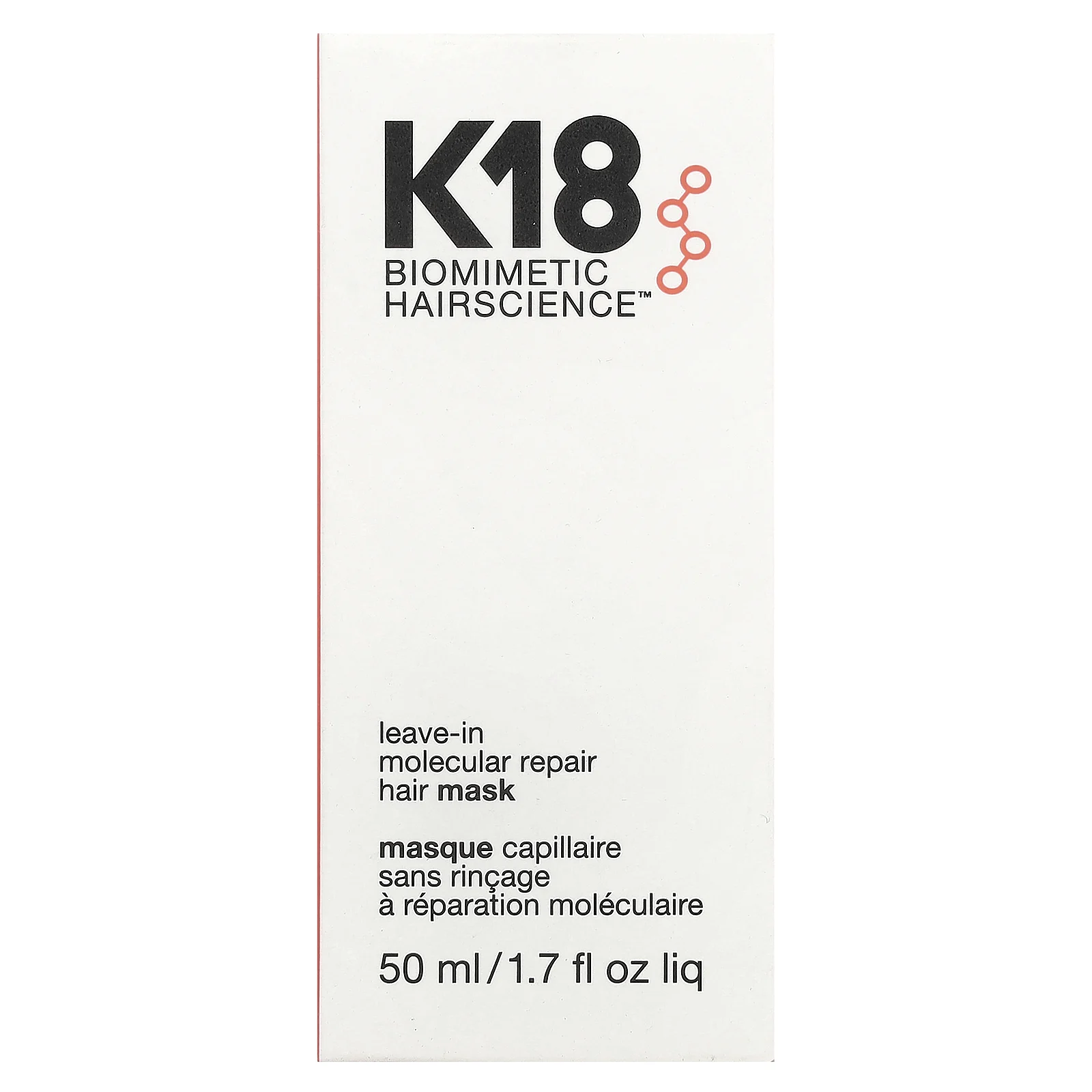 K18, Biomimetic HairScience ™, несмываемая молекулярная восстанавливающая маска для волос, 50 мл (1,7 жидк. Унции)