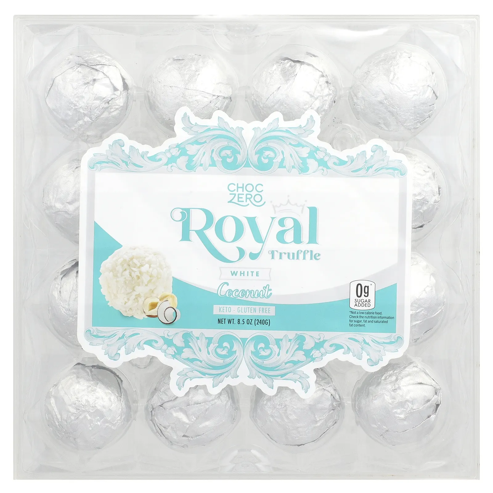ChocZero, Королевский трюфель, белый с кокосом, 240 г (8,5 унции)