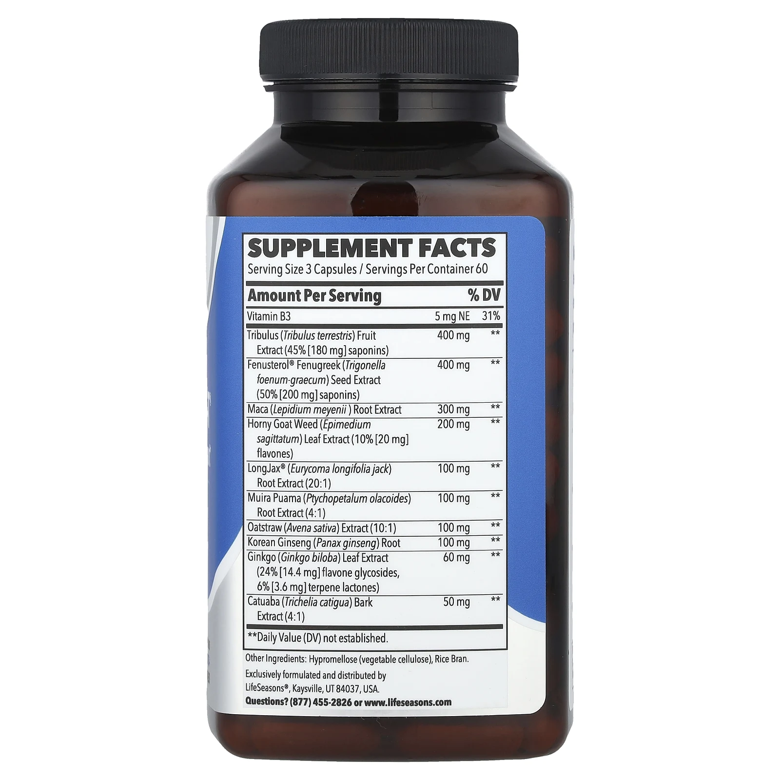 LifeSeasons, Masculini-T, поддержка тестостерона, 180 вегетарианских капсул