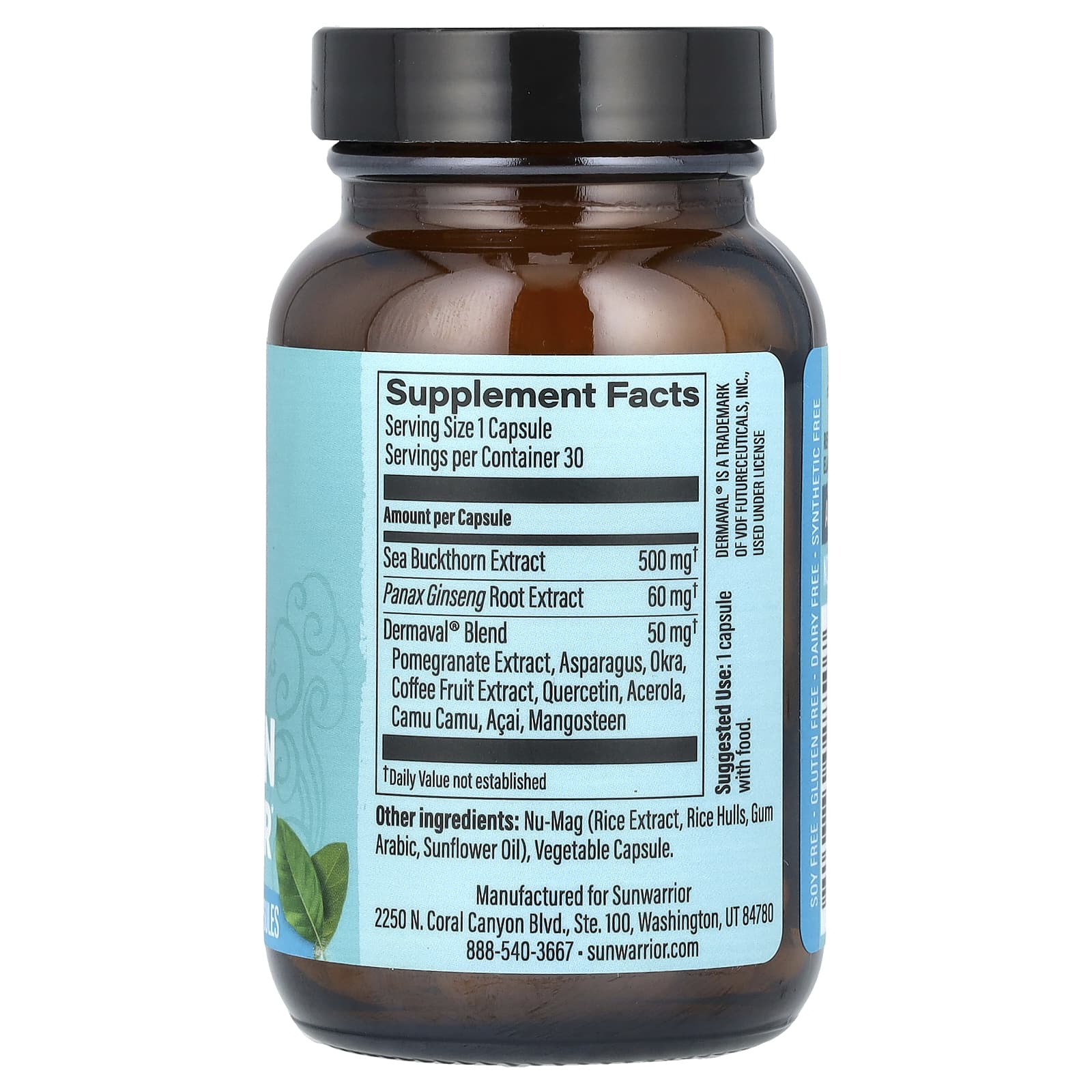 Sunwarrior, Коллаген на растительной основе, восстановление и защита, 30 веганских капсул