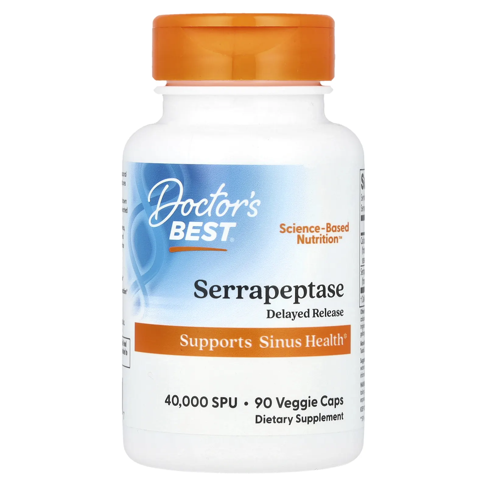 Doctor's Best, серрапептаза Best, 40 000 SPU, 90 вегетарианских капсул
