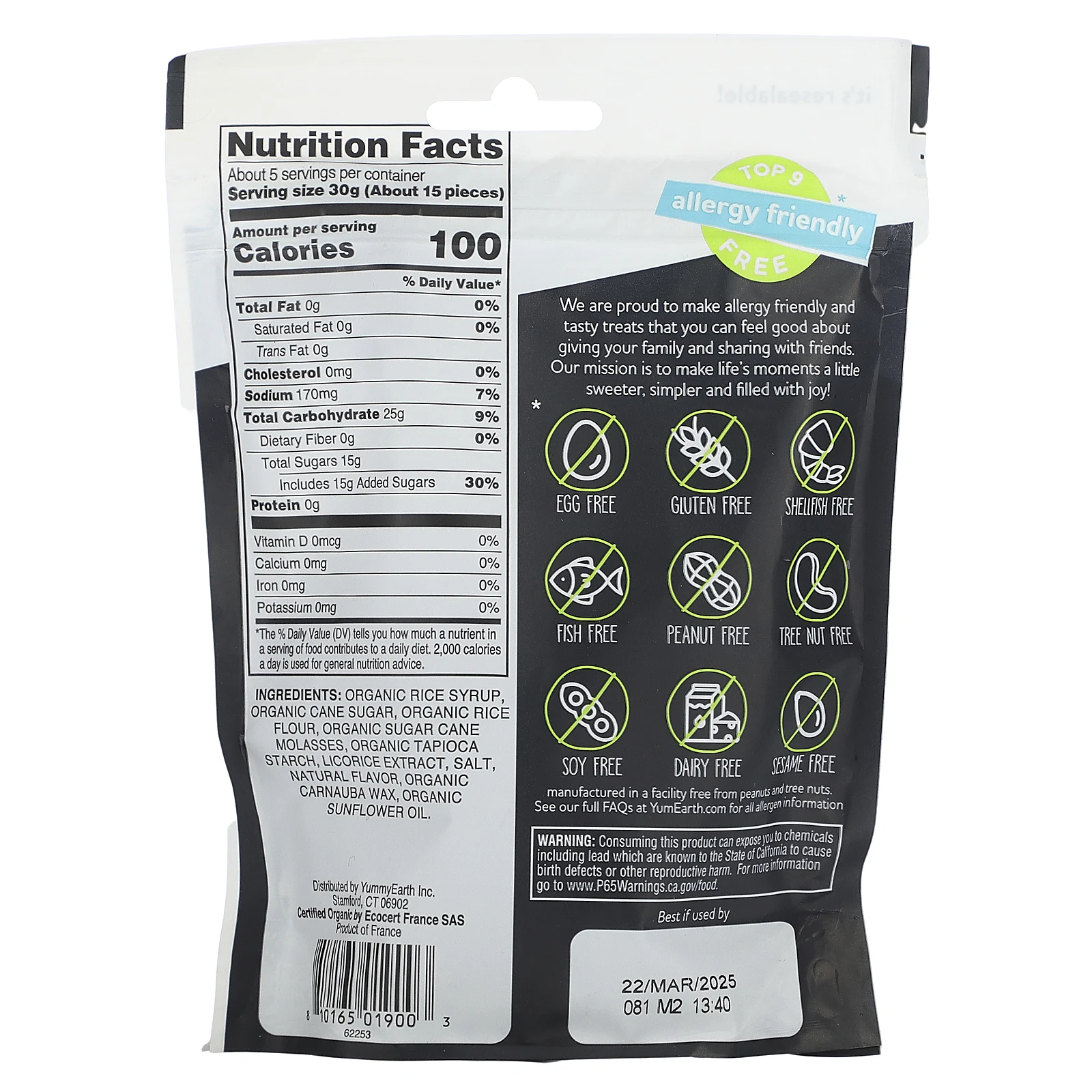 YumEarth, органическая солодка, черная, 142 г (5 унций)