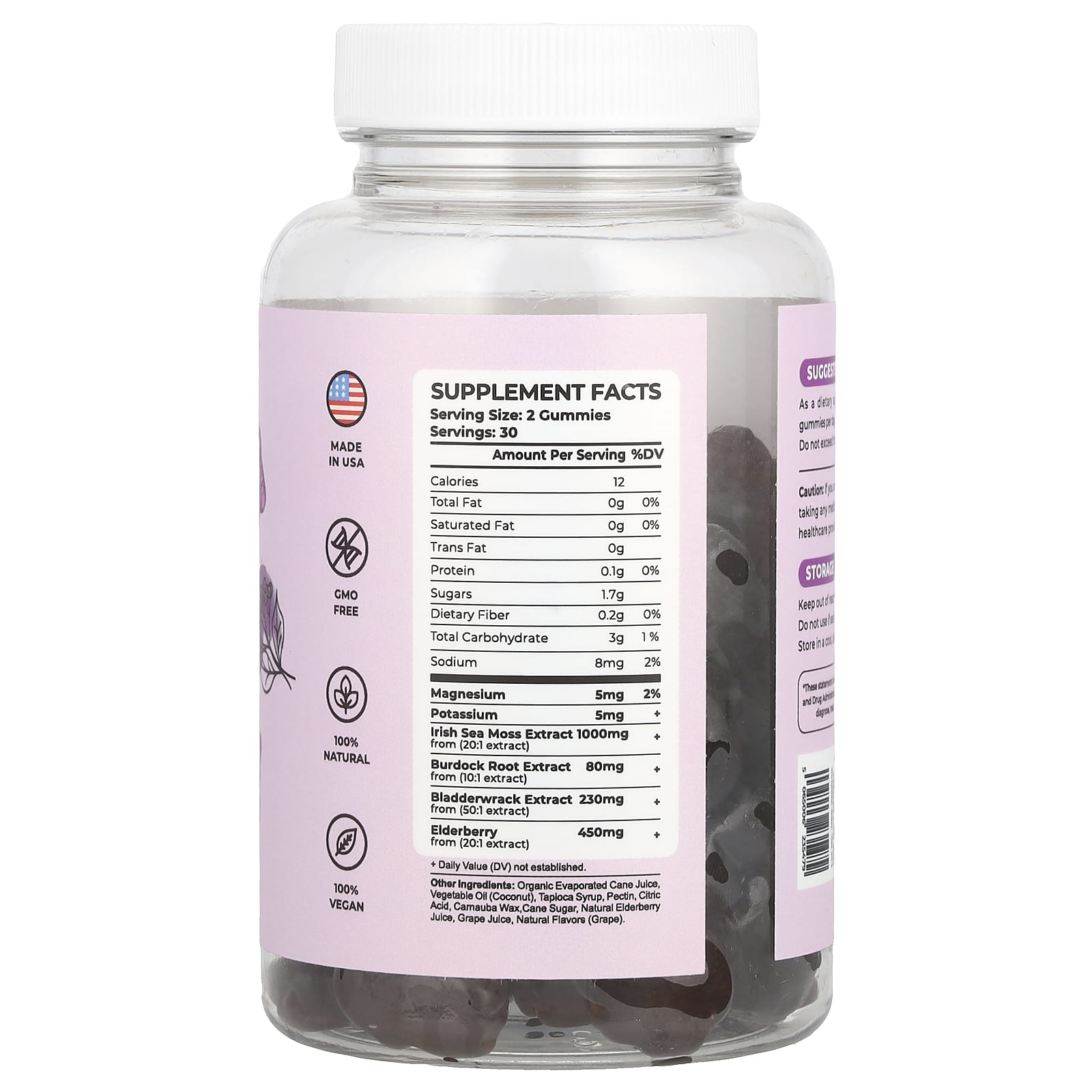 True Sea Moss, Жевательные мармеладки с морским мохом и бузиной, 60 шт.