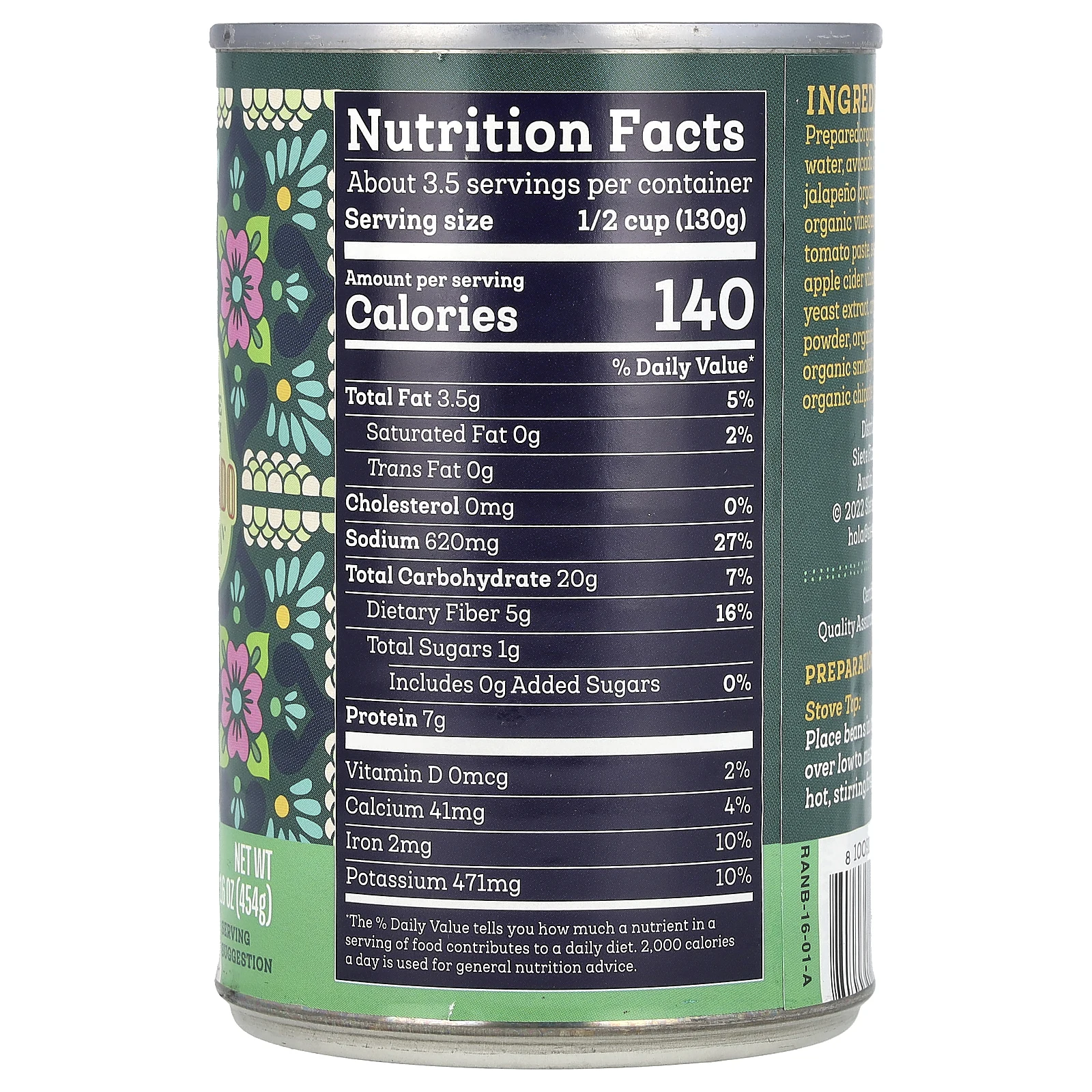 Siete, веганские жареные бобы ранчеро, 454 г (16 унций)