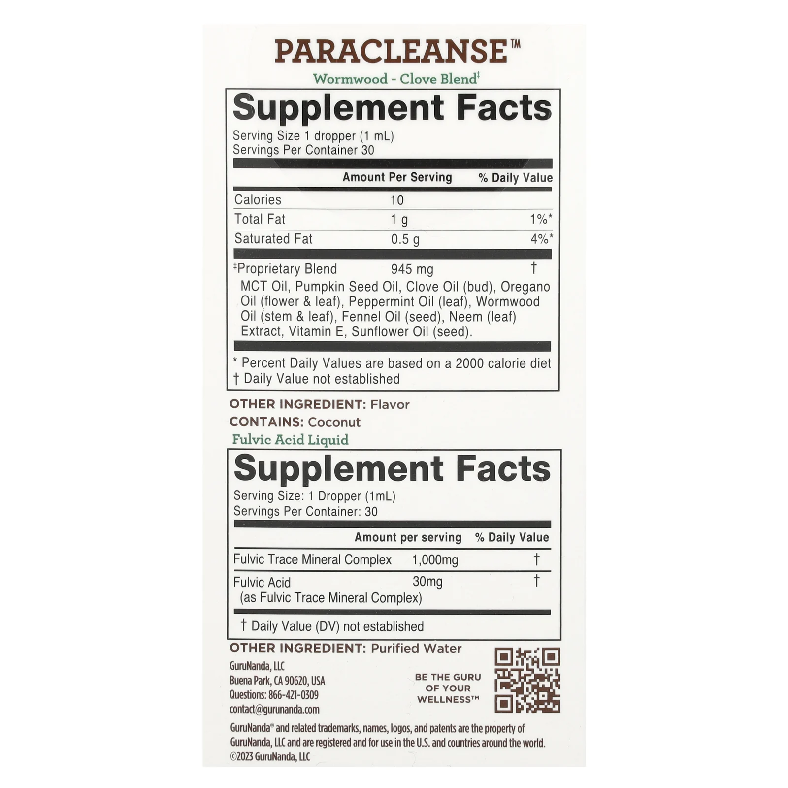 GuruNanda, Paracleanse, 2 этапных набора, без спирта, 2 шт. по 30 мл (1 жидк. унция)