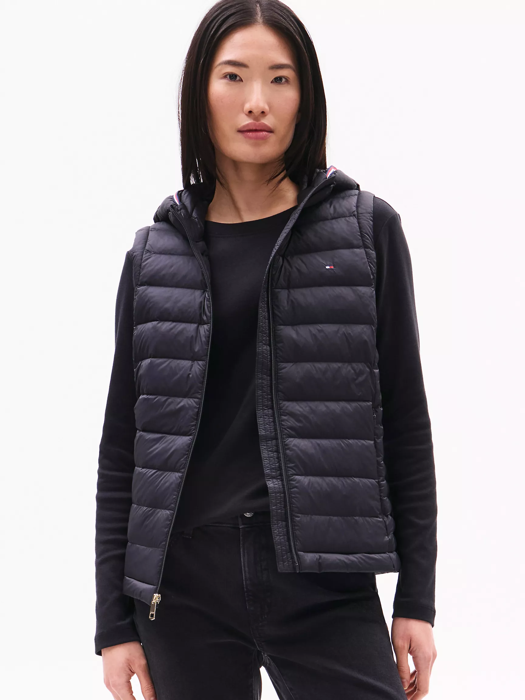 Женская куртка Tommy Hilfiger, Легкий пуховой жилет с капюшоном