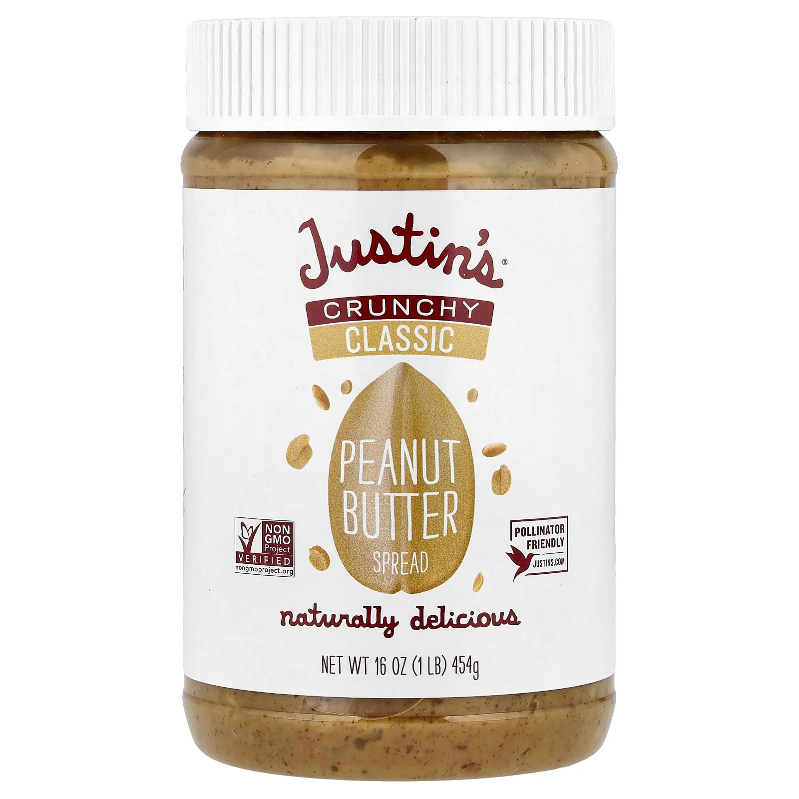 Justin's Nut Butter, классическая арахисовая паста, хрустящая, 454 г (16 унций)