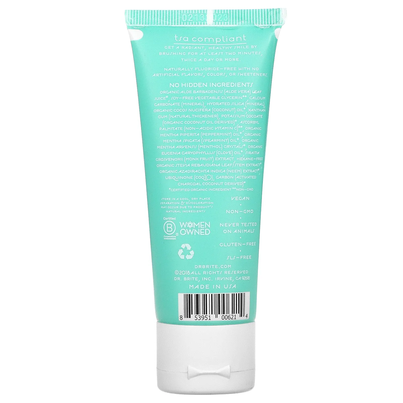 Dr. Brite, Натуральная отбеливающая зубная паста с активированным углем, мята, 56,7 г (2 унции)