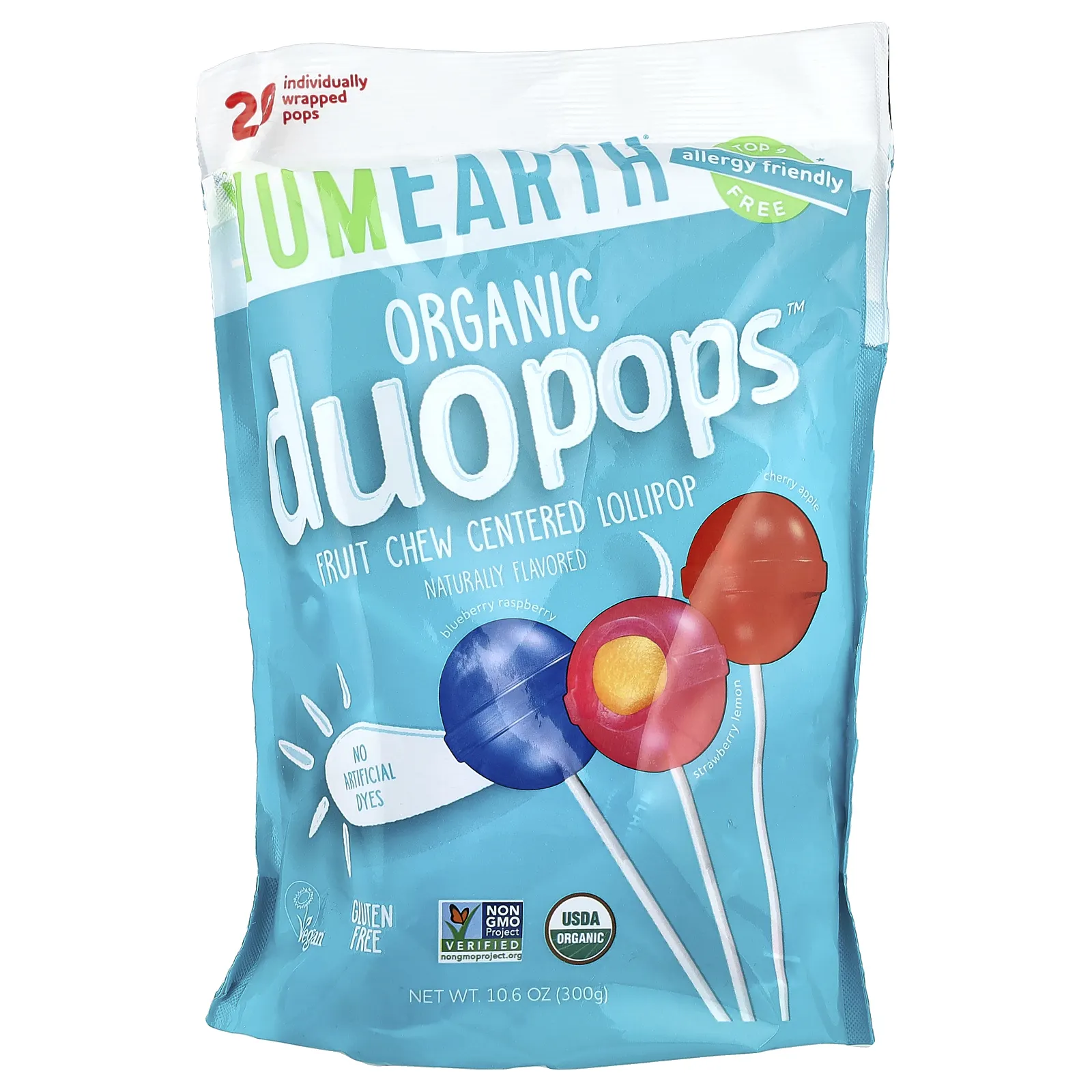 YumEarth, Organic Duopops ™, разнообразие, 20 леденцов, 300 г (10,6 унции)