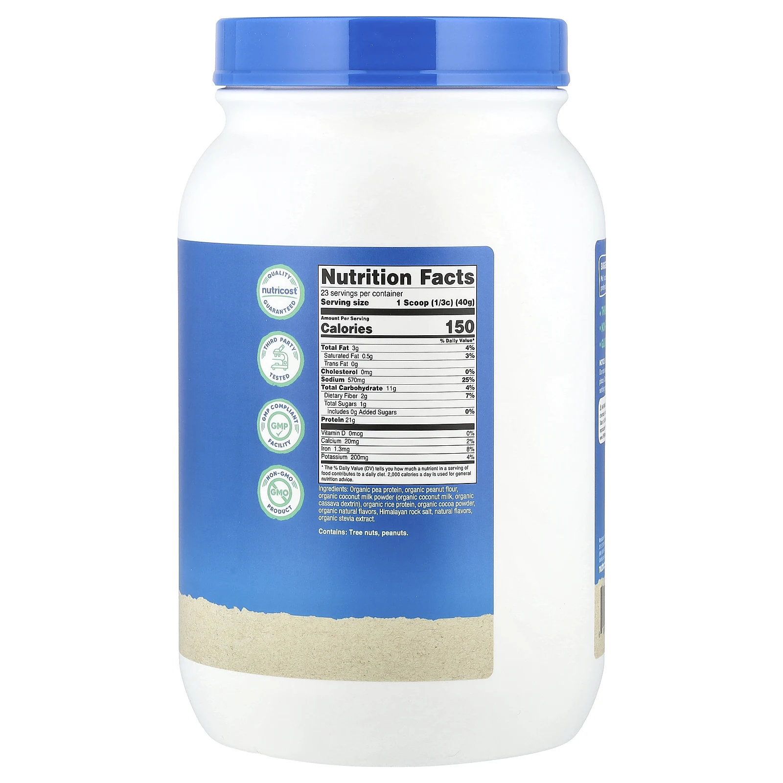 Nutricost, Органический веганский протеин, шоколадный PB, 907 г (2 фунта)