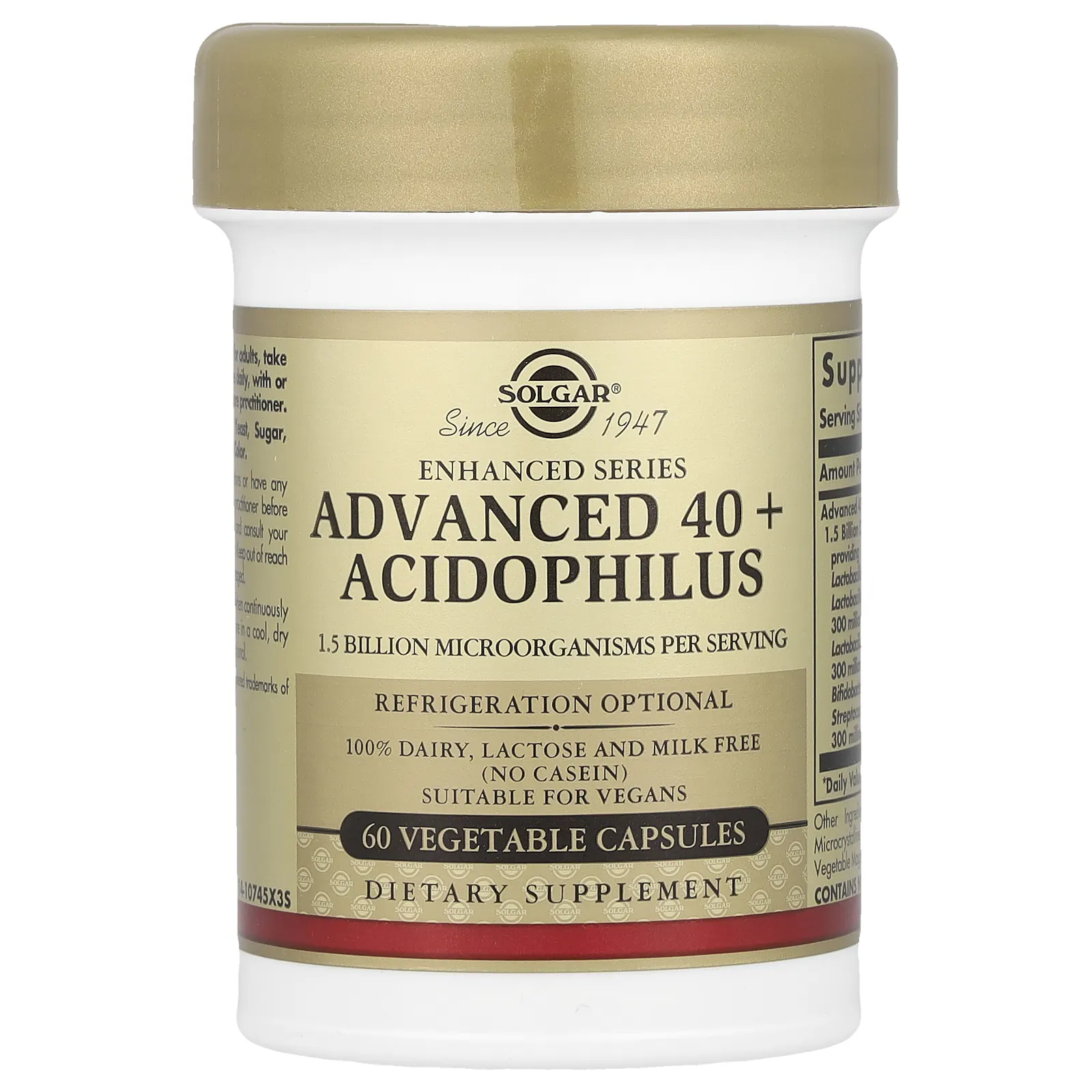 Solgar, Advanced 40+ Acidophilus, 60 растительных капсул