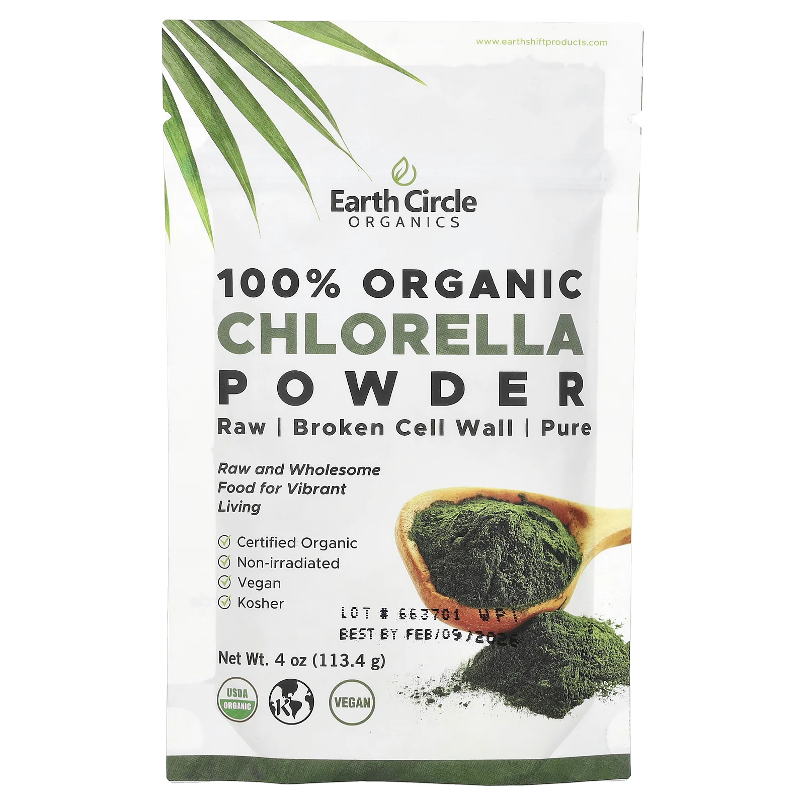 Earth Circle Organics, Порошок из органической хлореллы, 113,4 г (4 унции)