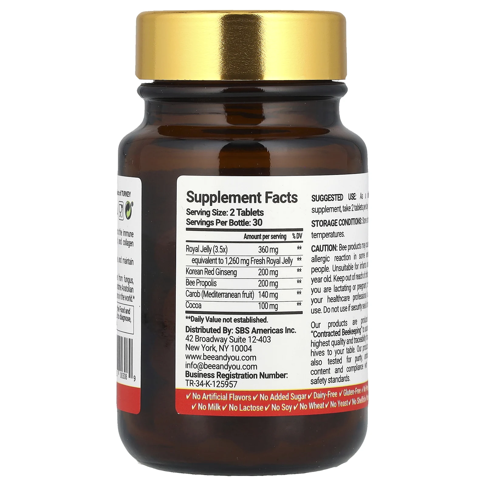 Bee&You, Маточное молочко, женьшень, прополис, 60 таблеток