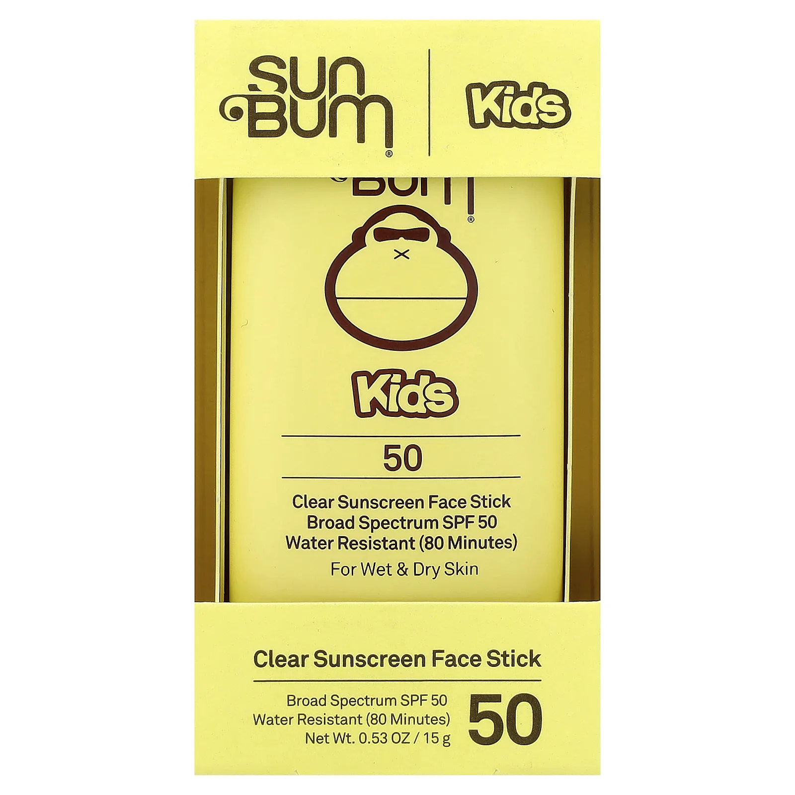Sun Bum, очищающий солнцезащитный стик для лица, SPF 50, 15 г (0,53 унции)