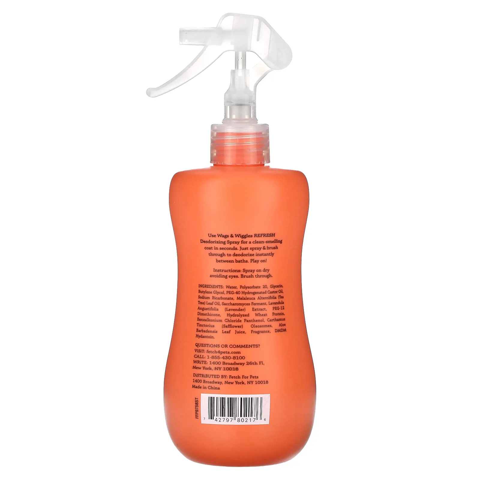 Wags & Wiggles, Refresh, дезодорирующий спрей, с пикантным грейпфрутом, 355 мл (12 жидк. унций)