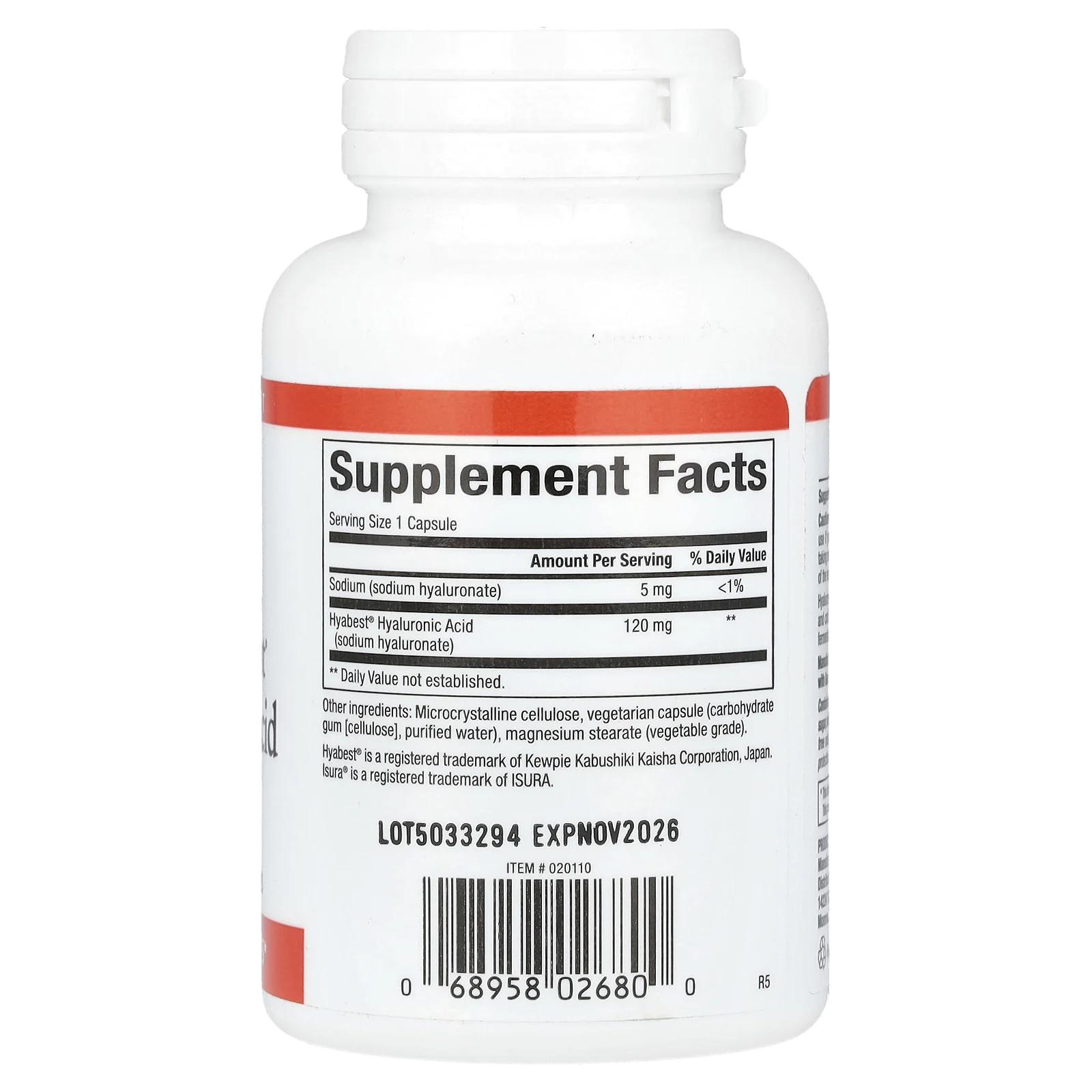 Natural Factors, Vegan Hyabest, гиалуроновая кислота, 120 мг, 60 вегетарианских капсул