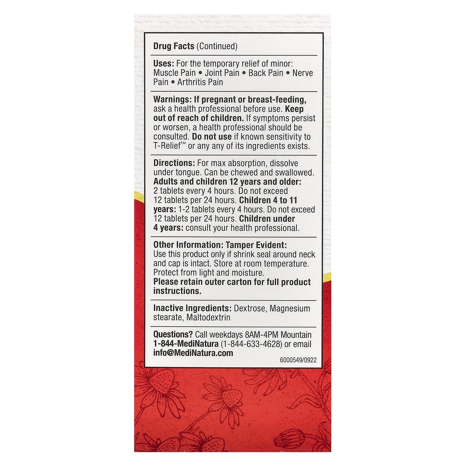 MediNatura, T-Relief, арника + 12, с повышенной силой действия, 90 таблеток