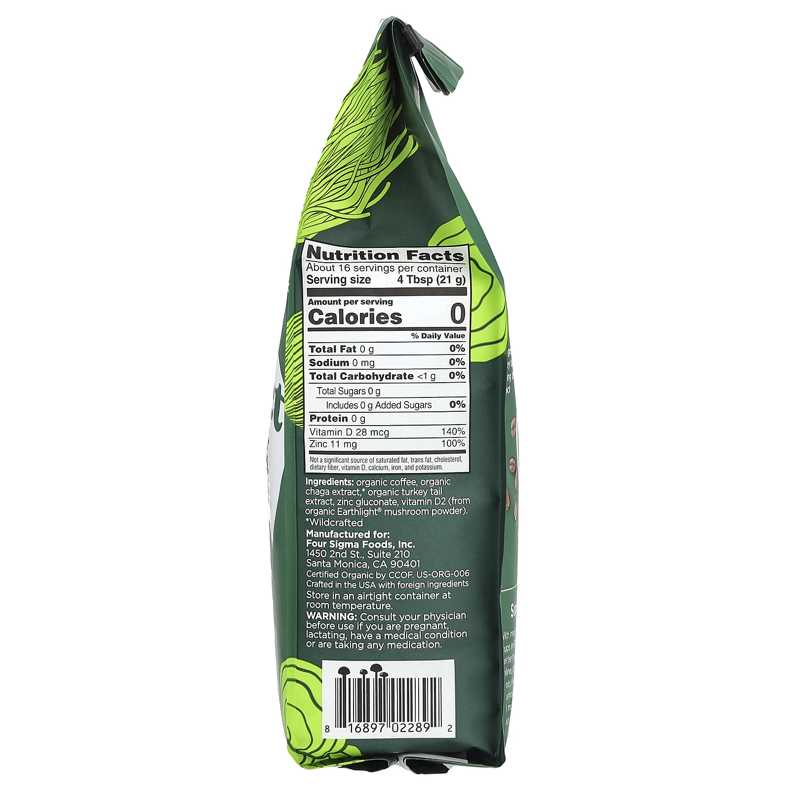 Four Sigmatic, Protect, органический кофе с витамином D, чага и индейка, молотый, средней обжарки, 340 г (12 унций)