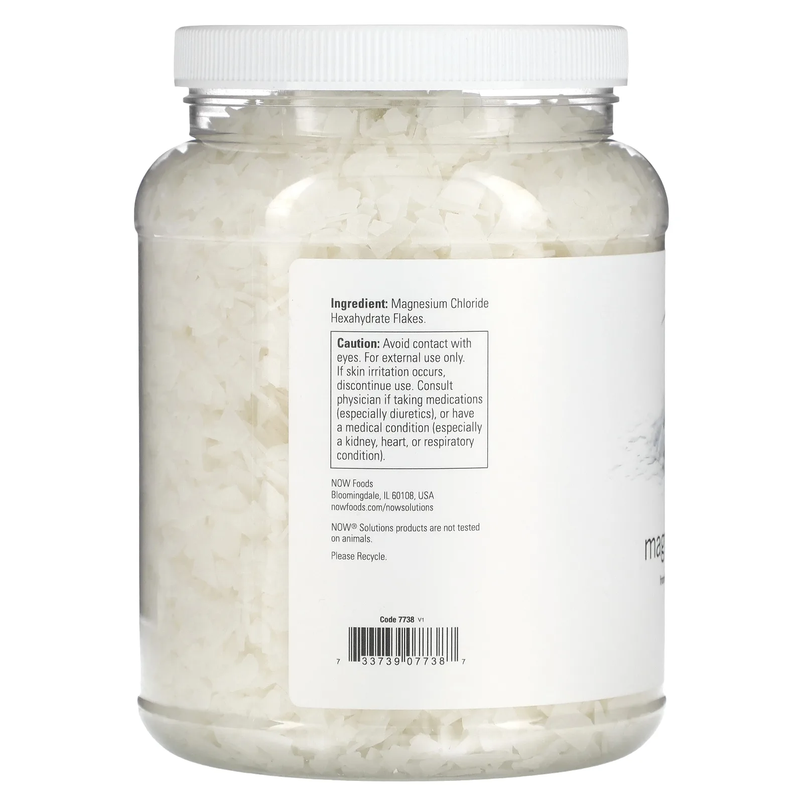 NOW Foods, Solutions, магниевые хлопья, 100 % чистоты, 1531 г (3,37 фунта)