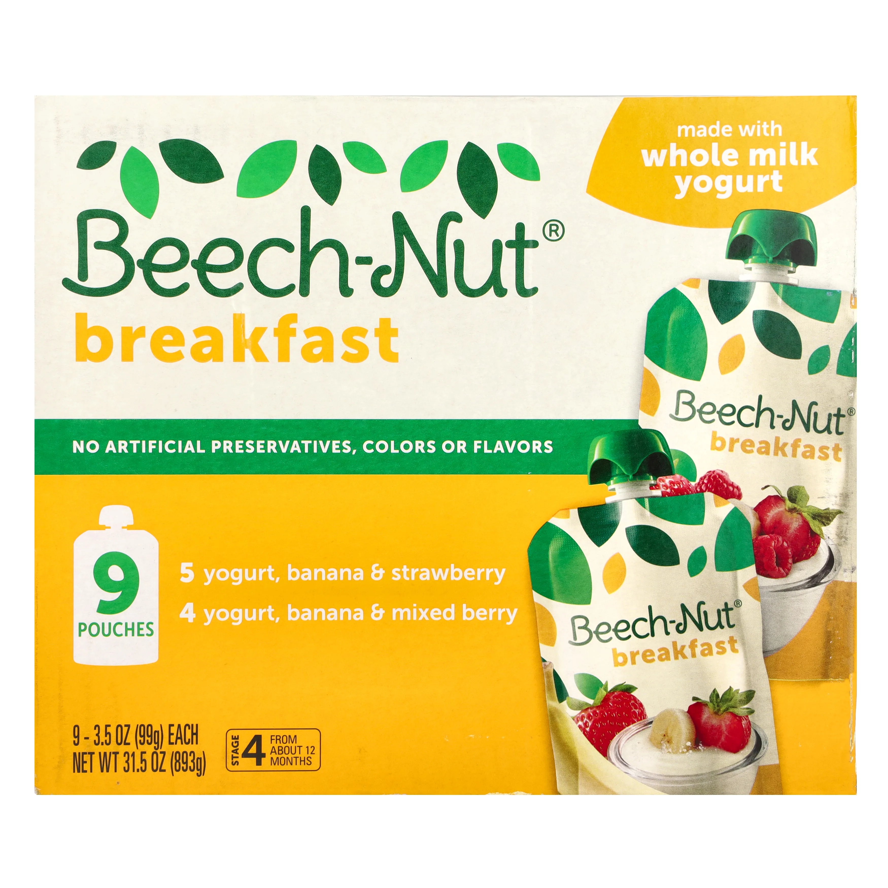 Beech-Nut, Breakfast, Variety Pack, 4-й этап, 9 пакетиков, 99 г (3,5 унции)