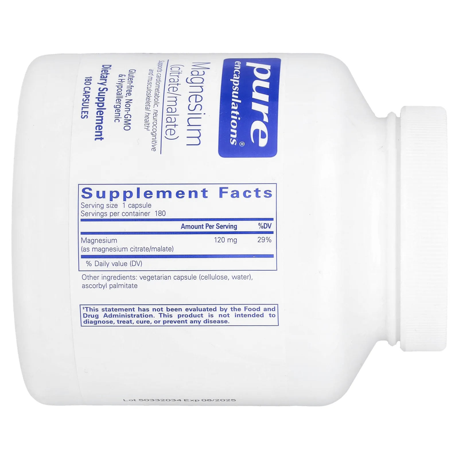 Pure Encapsulations, Магний (цитрат / малат), 180 капсул