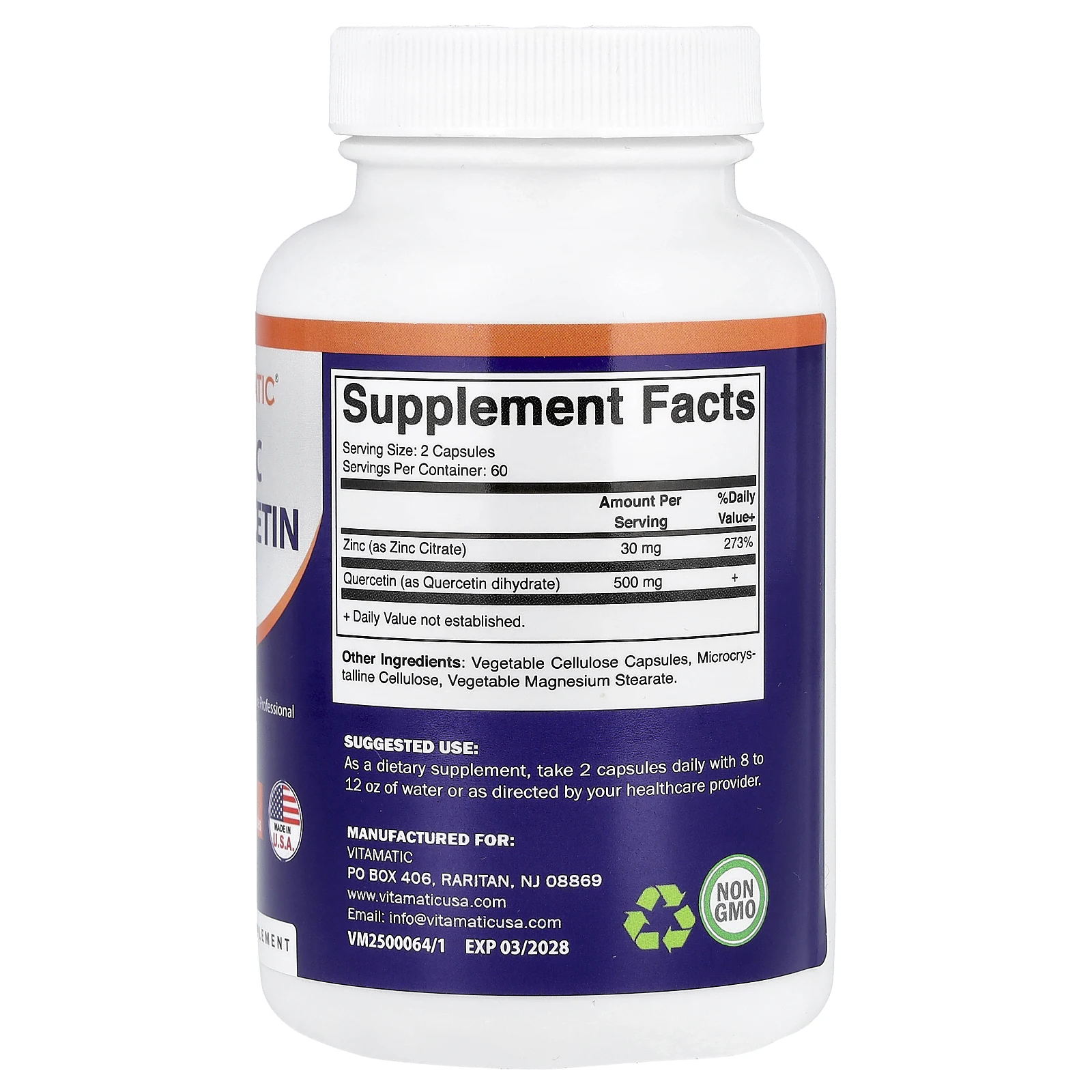 Vitamatic, цинк кверцетин, 120 растительных капсул