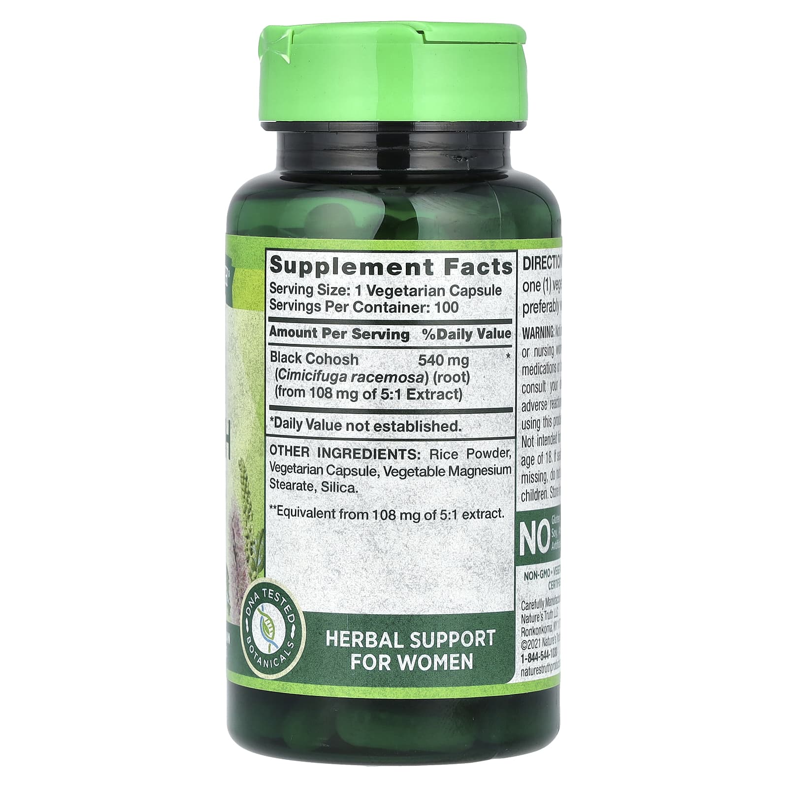 Nature's Truth, Черный кохош, 540 мг, 100 вегетарианских капсул