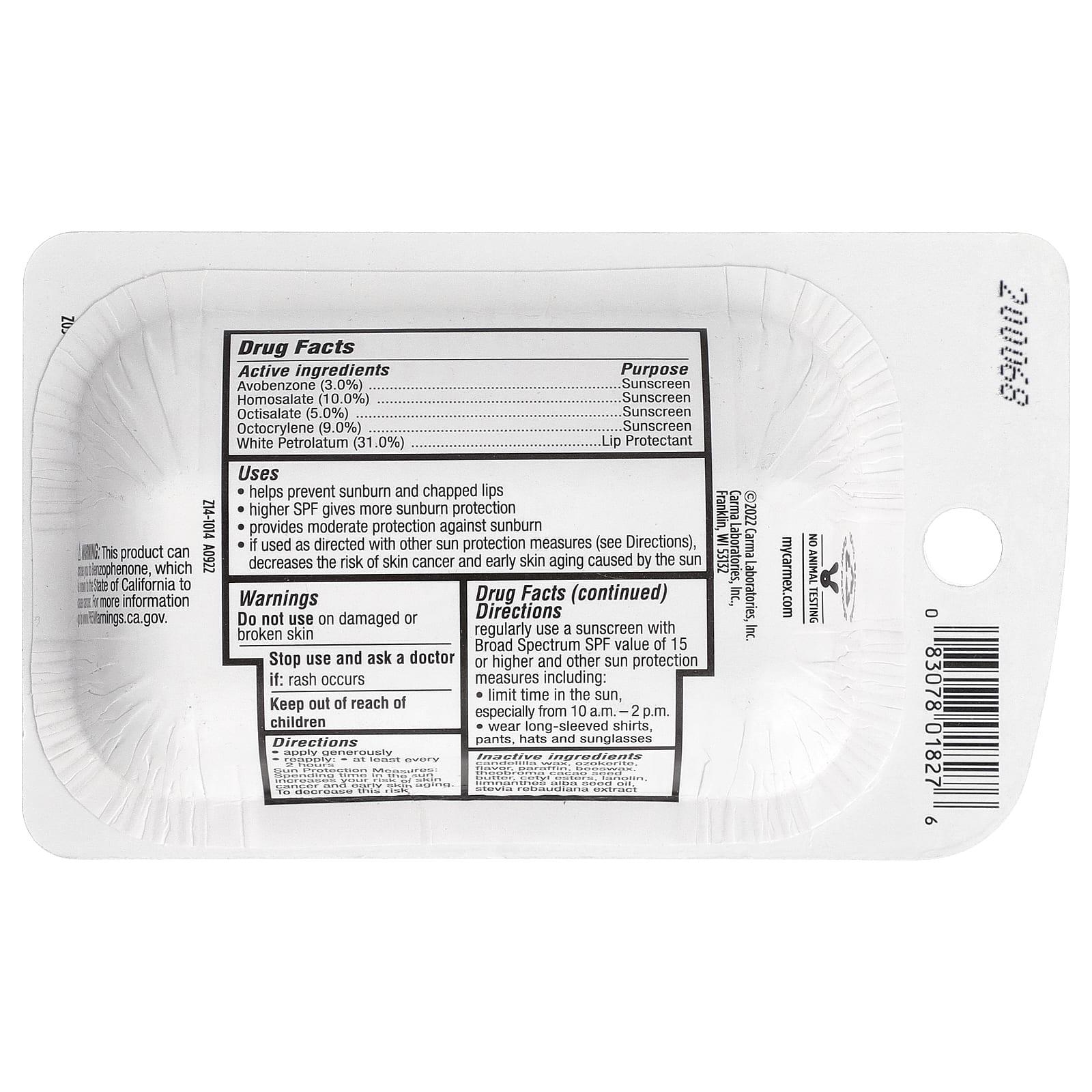 Carmex, Rain™, увлажняющий бальзам для губ, SPF 30, 2 шт. в упаковке, 4,25 г (0,15 унции)