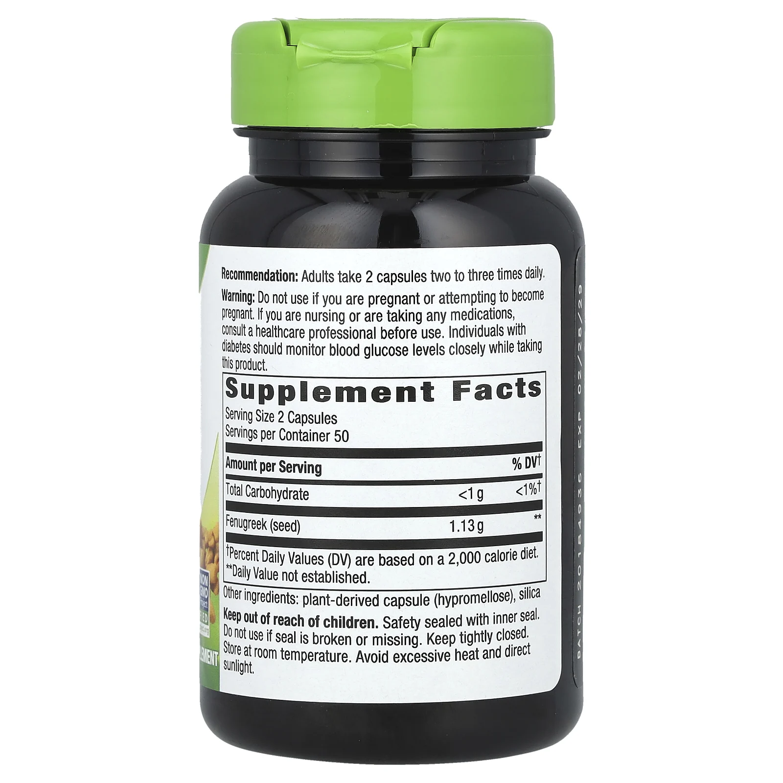 Nature's Way, семена пажитника, 1220 мг, 100 веганских капсул (610 мг в 1 капсуле)