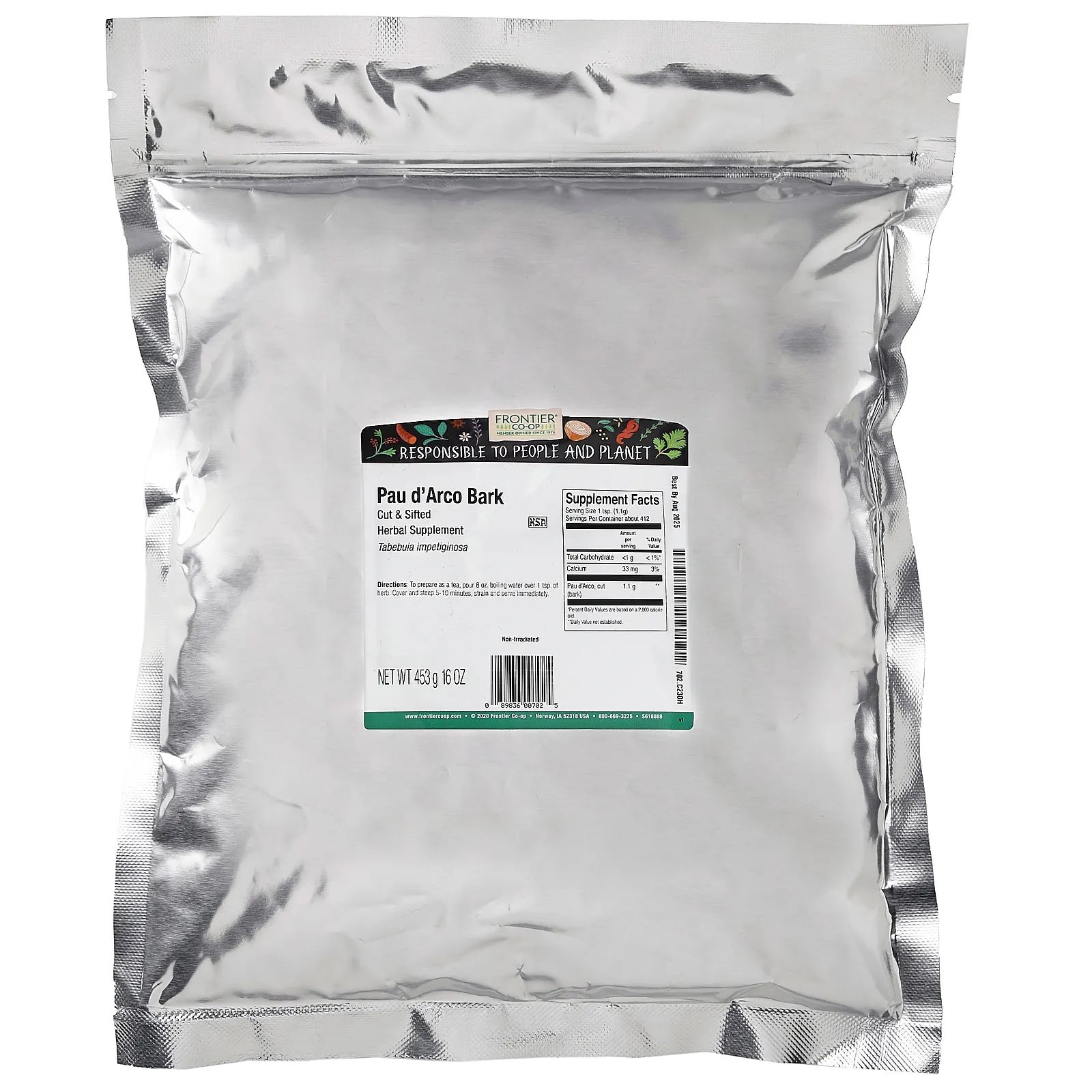 Frontier Co-op, резанная и просеянная кора муравьиного дерева, 453 г (16 унций)