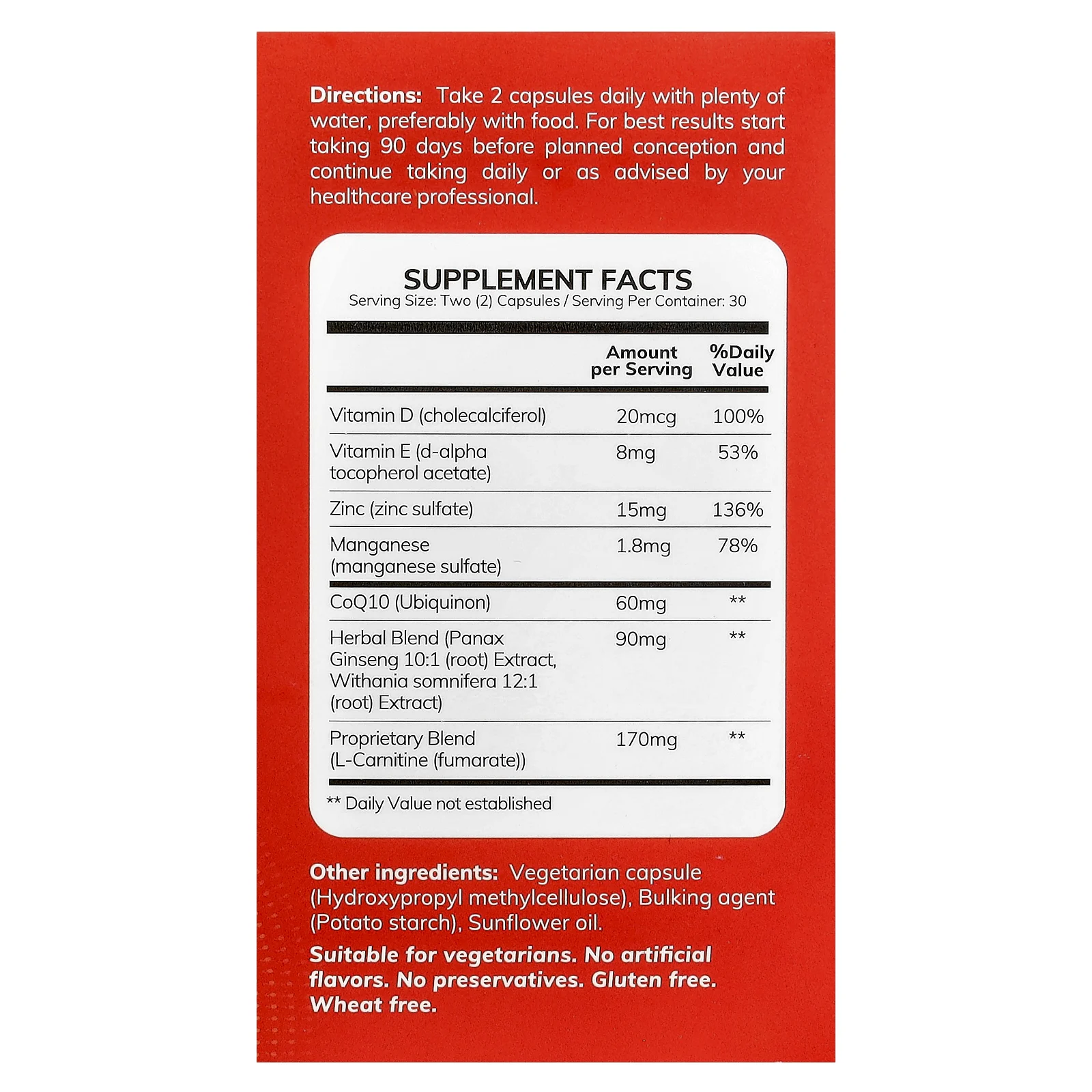 Conceive Plus, Поддержка мужской моторики, 60 вегетарианских капсул