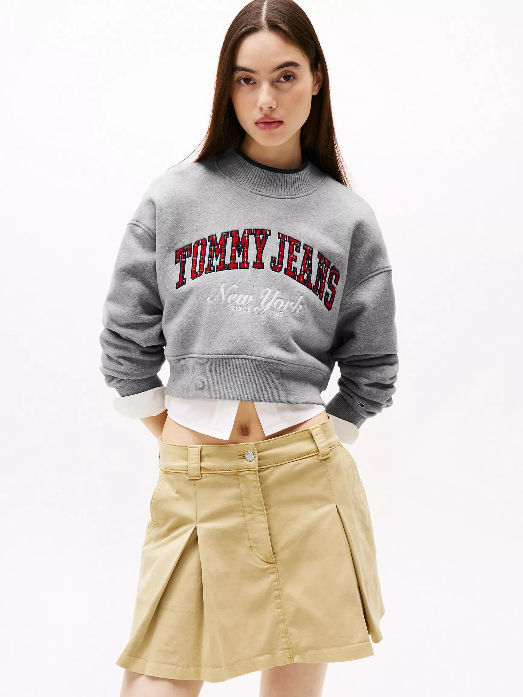 Женская толстовка Tommy Hilfiger, Укороченный свитшот в клетку с вышивкой