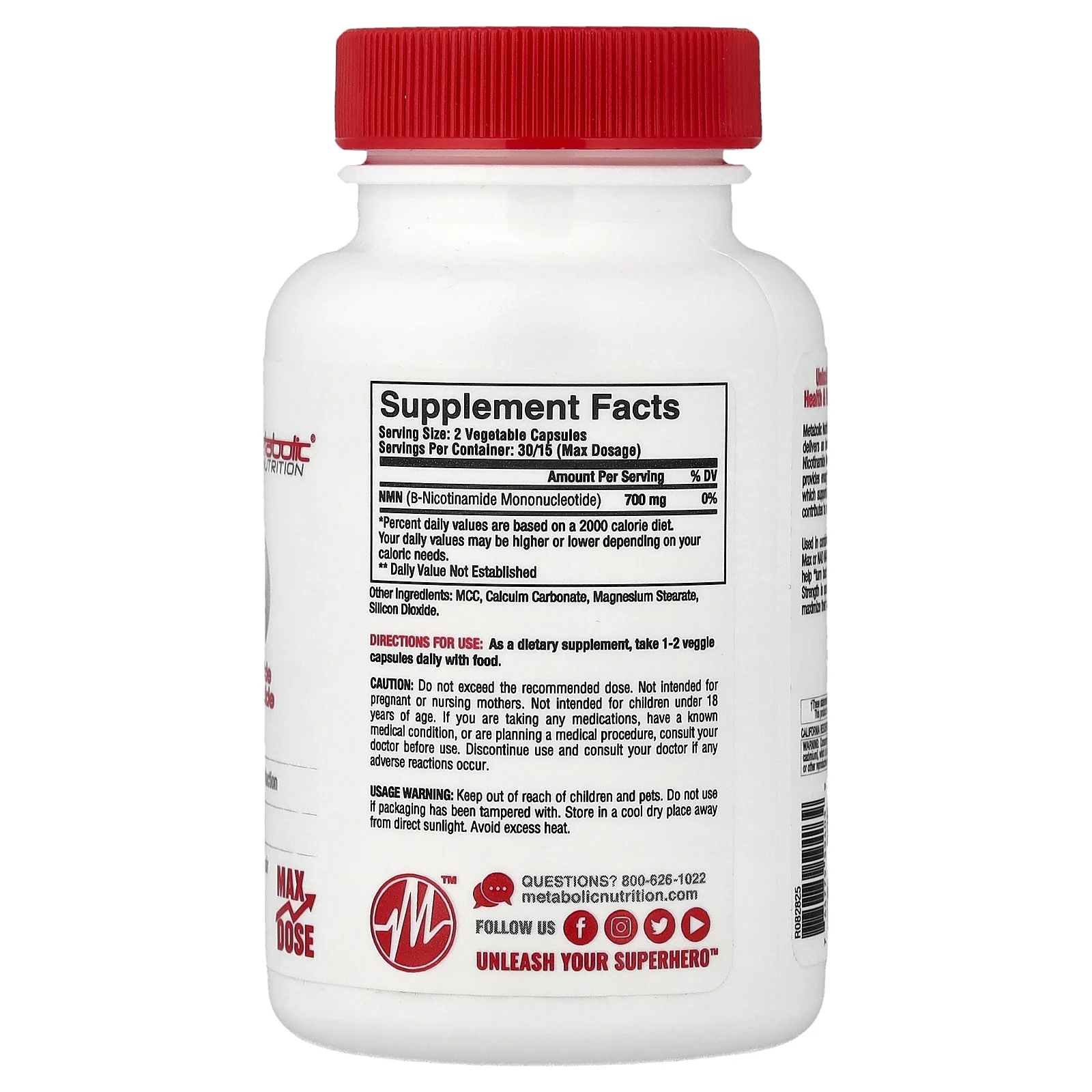 Metabolic Nutrition, NMN, 30 капсул (350 мг в 1 капсуле)