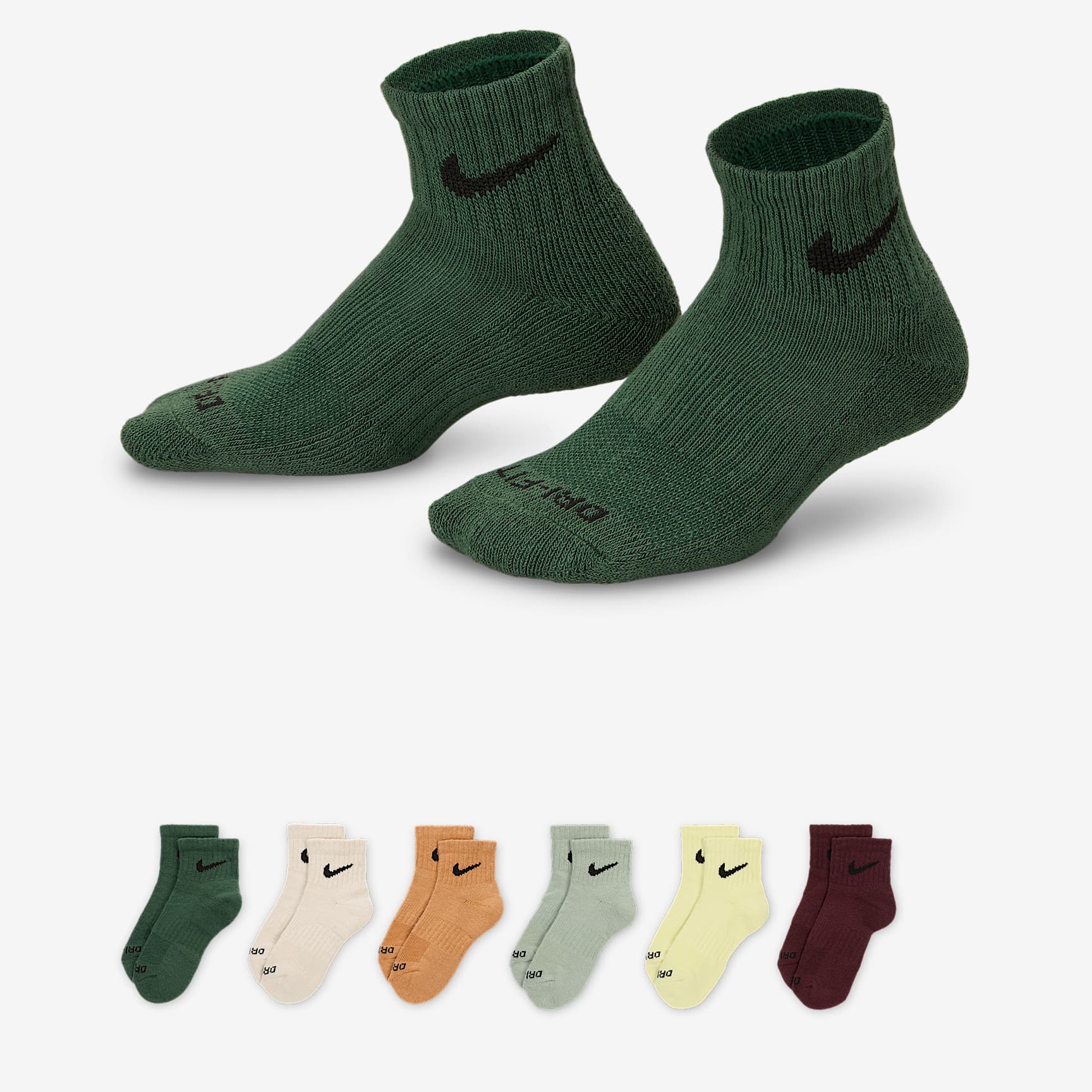 Nike Dri-FIT Performance Basics Little Kids' Quarter Socks (6 Pairs)