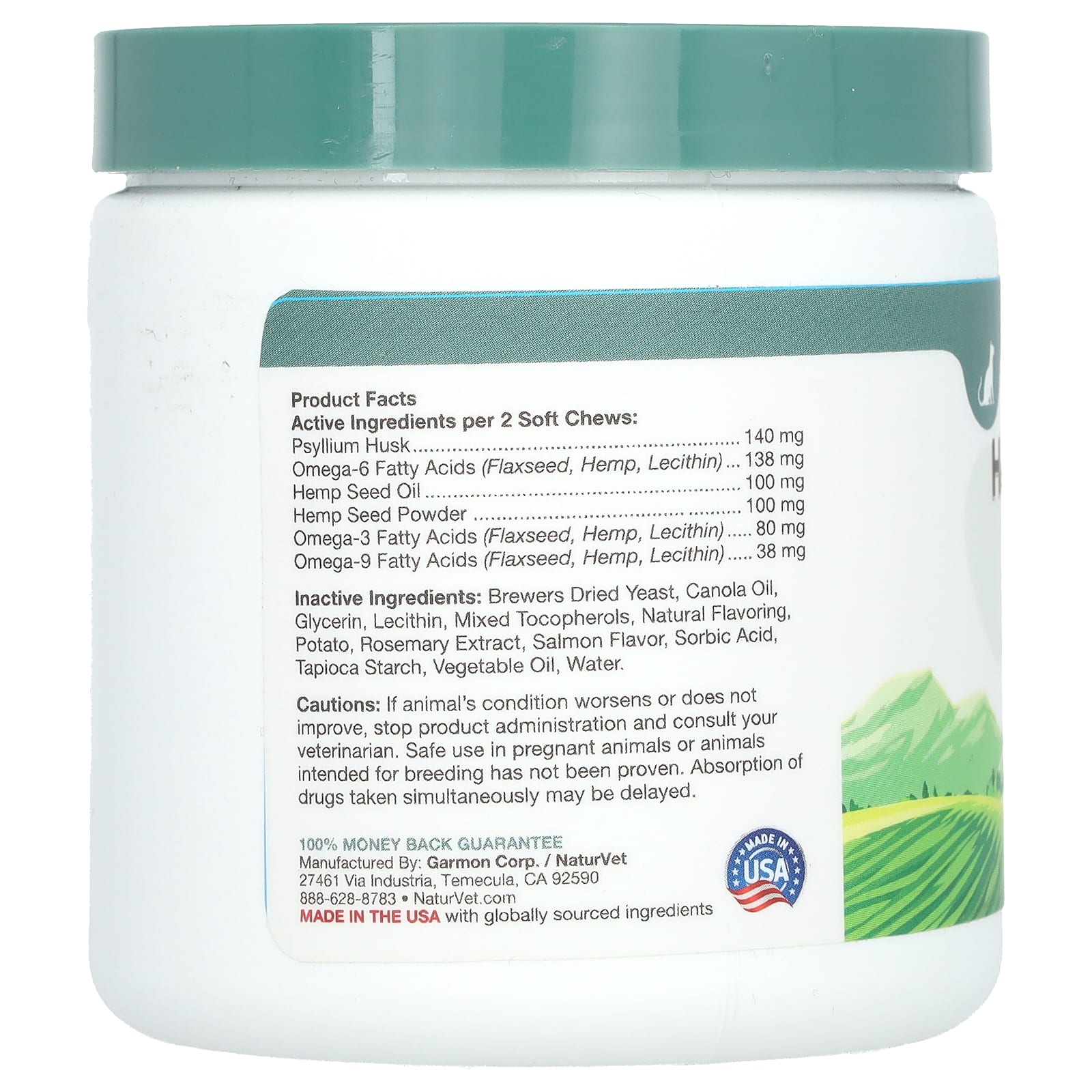 NaturVet, конопляное средство для шерсти и семян конопли, для кошек, 60 жевательных таблеток, 90 г (3,1 унции)